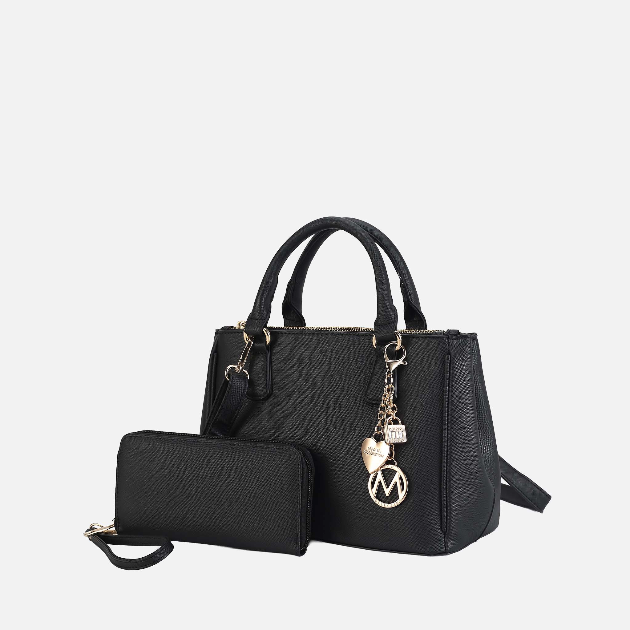 MKF Collection by Mia K Ruth Satchel Bag and Wallet Set, Saffiano Vegan Leather