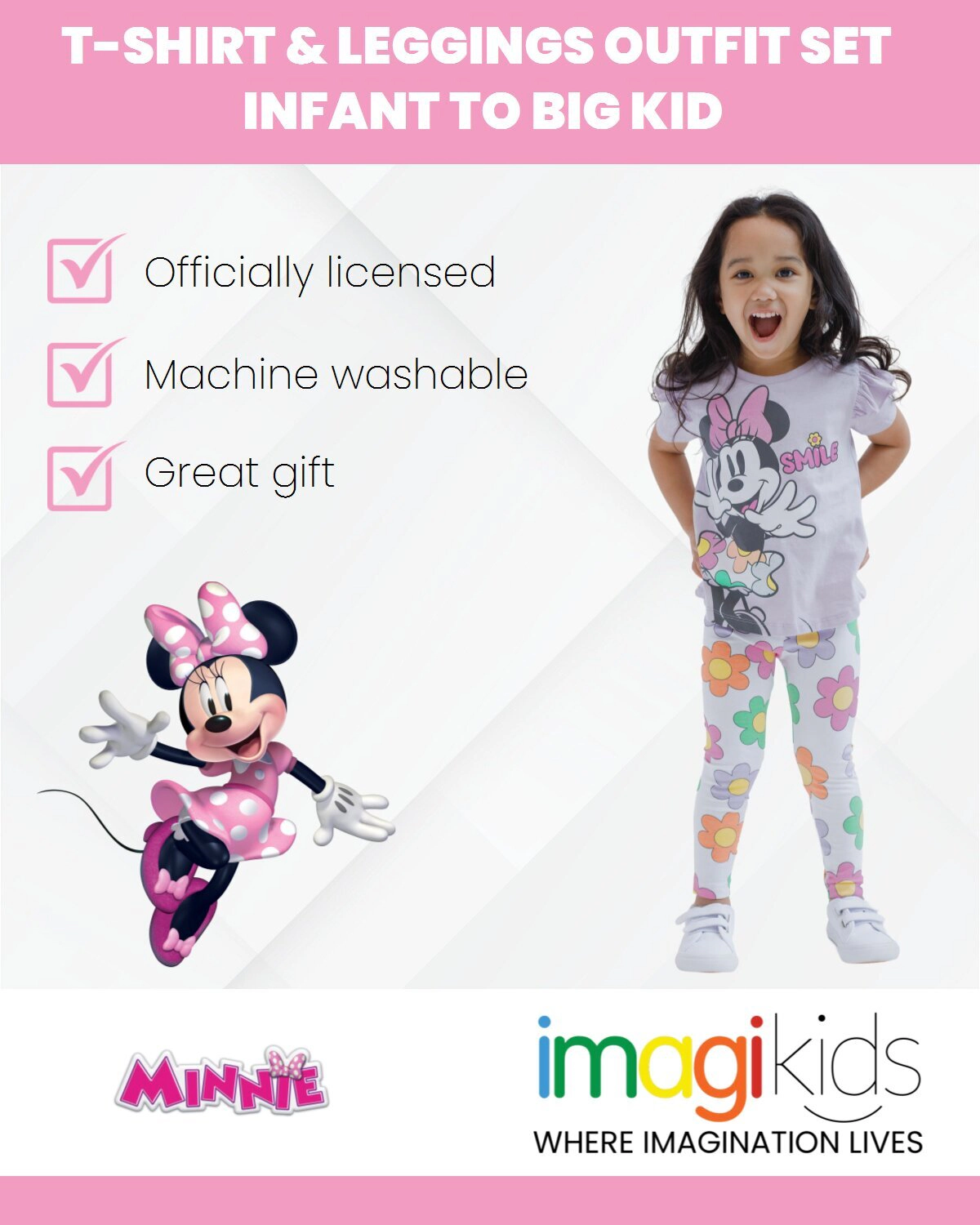 Disney Minnie Mouse Girls' 2-Piece T-Shirt and Leggings Set