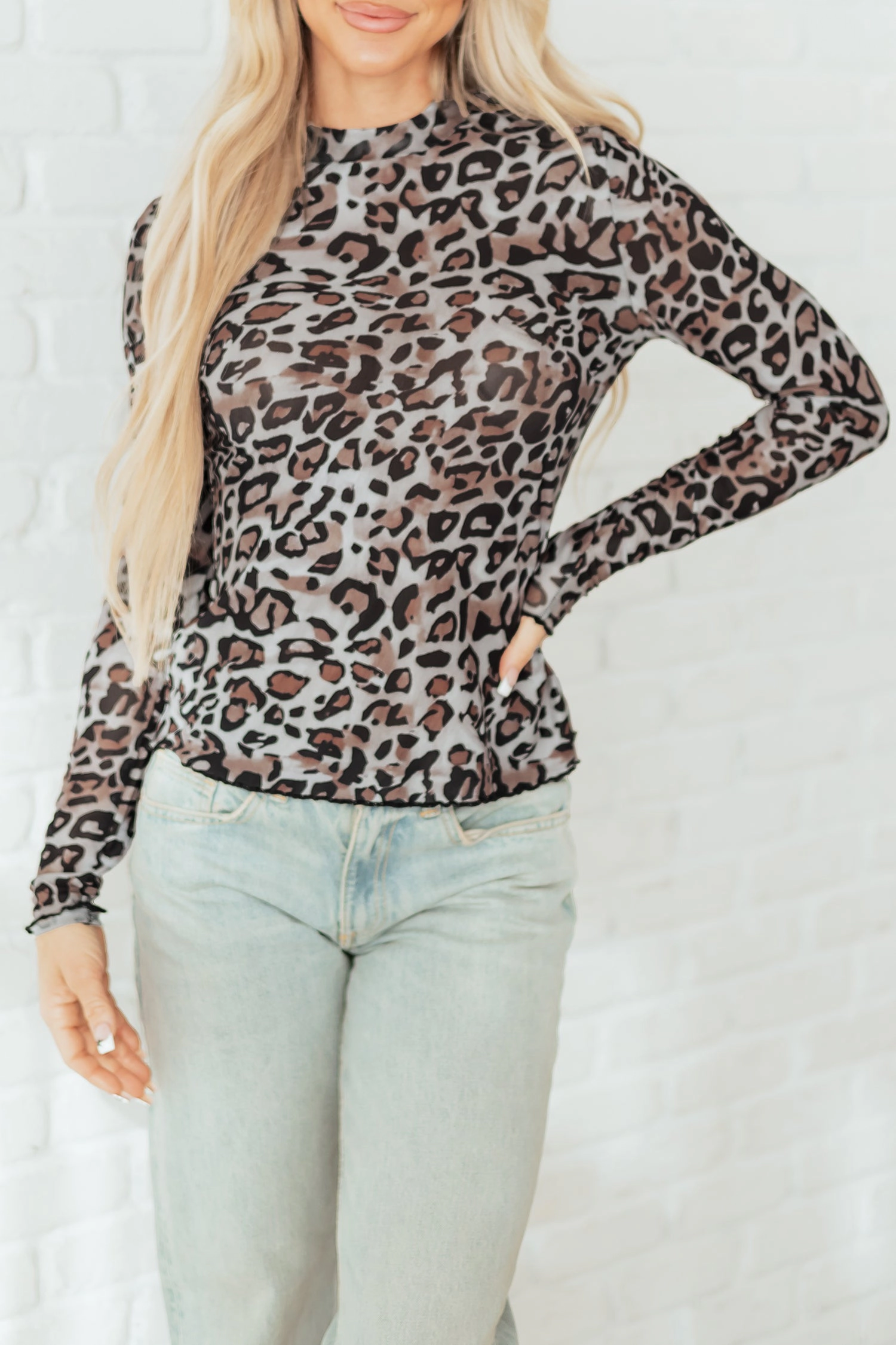 Threaded Pear Women's Seraphina Mock Mesh Long Sleeve Top