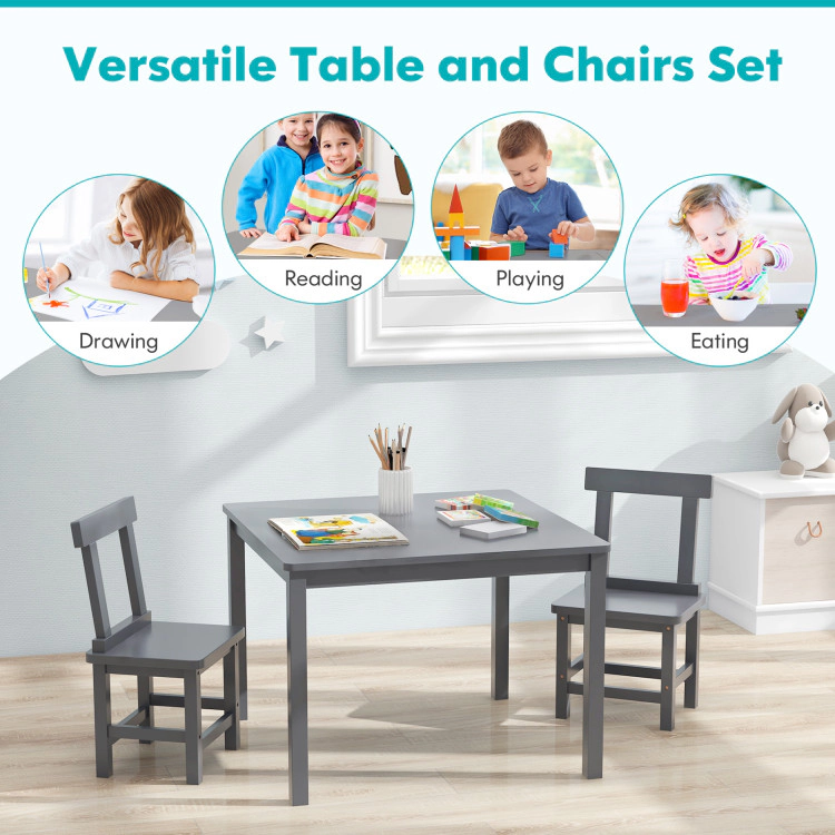 Hivvago Wooden Kids Table and 2 Chairs Set with Anti-slip Foot Pads