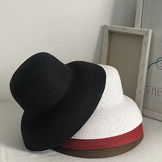 Anna-Kaci Women's Women Wide Brim Bucket Hat Lightweight Woven Sun Hat Classic Solid Casual Hat