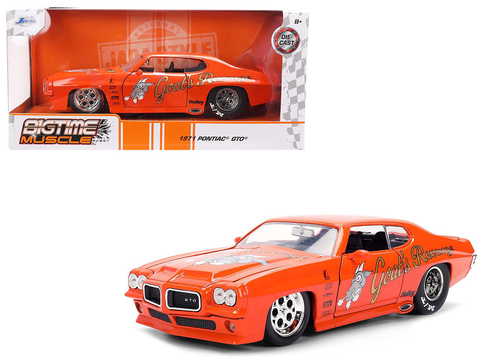 Jada 1971 Pontiac GTO "Goat's Revenge" Orange with Graphics "Bigtime Muscle" Series 1/24 Diecast Model Car by Jada