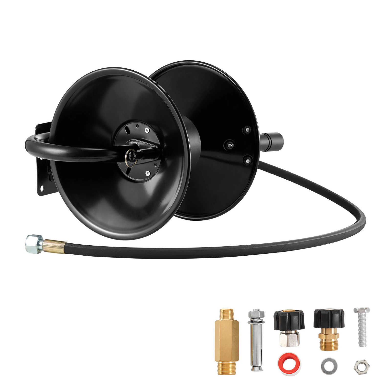 HONGGE Pressure Washer Hose Reel Retractable Power Heavy-Duty Steel Washer Hose Reel 4000PSI Max Auto-Rewinding