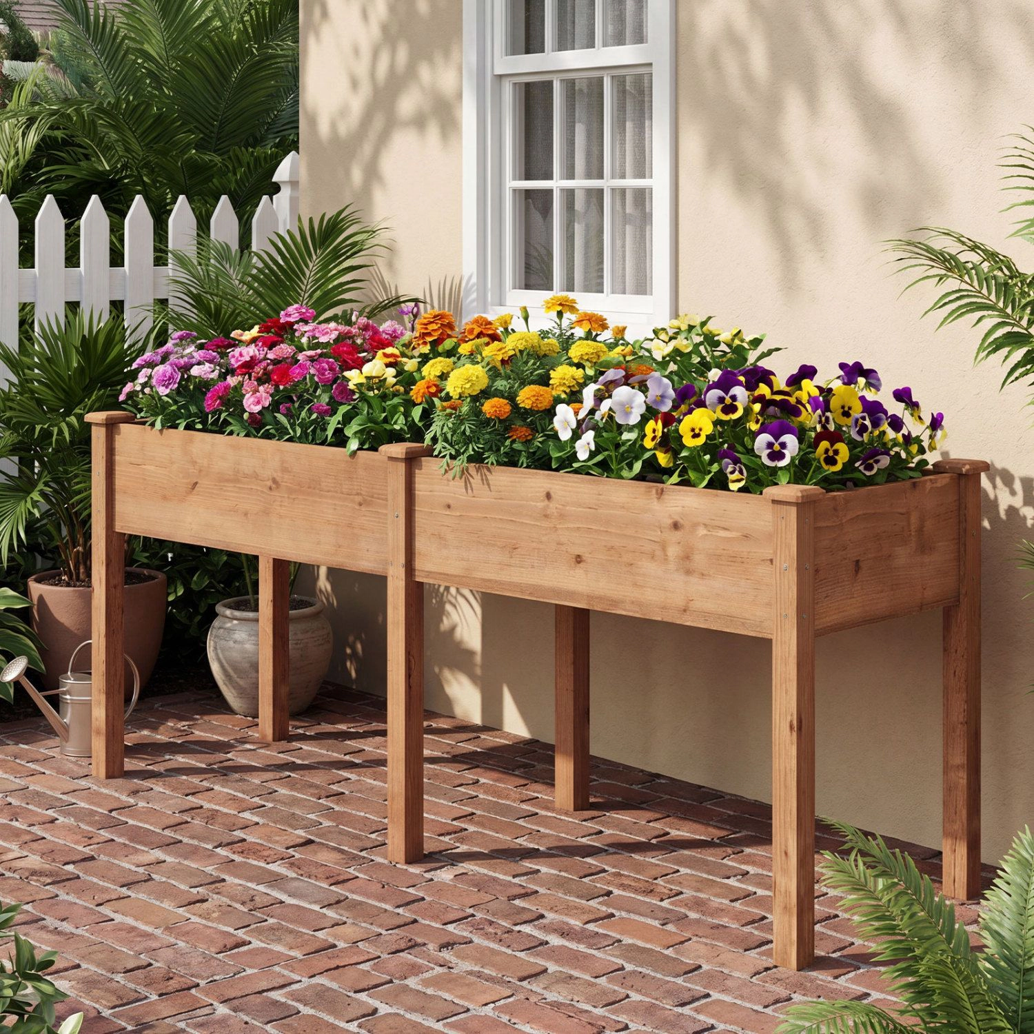 Slickblue Elevated Raised Garden Bed with Divider and Drainage Holes