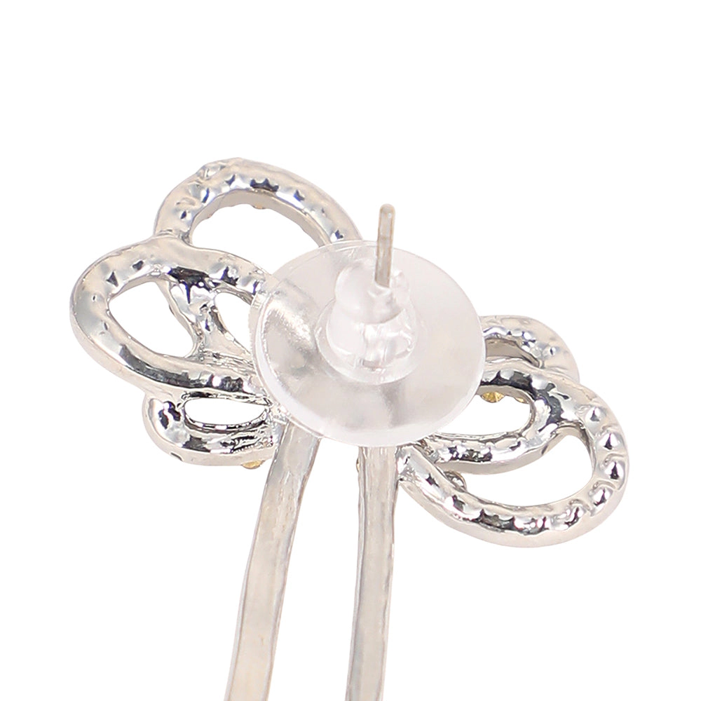SOHI Women's The Cristal-Bow Drop Earrings - Crystal Silver