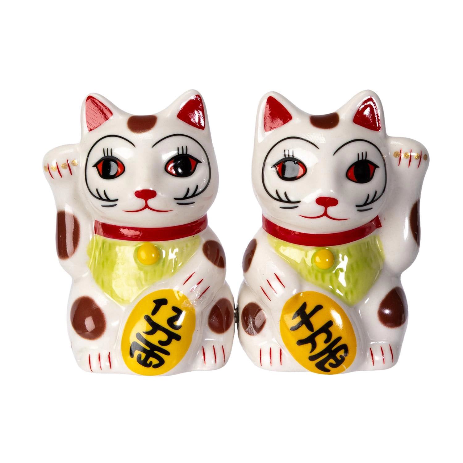 Pacific Giftware Japanese Maneki Neko Lucky Cat Magnetized Ceramic Salt and Pepper Shakers