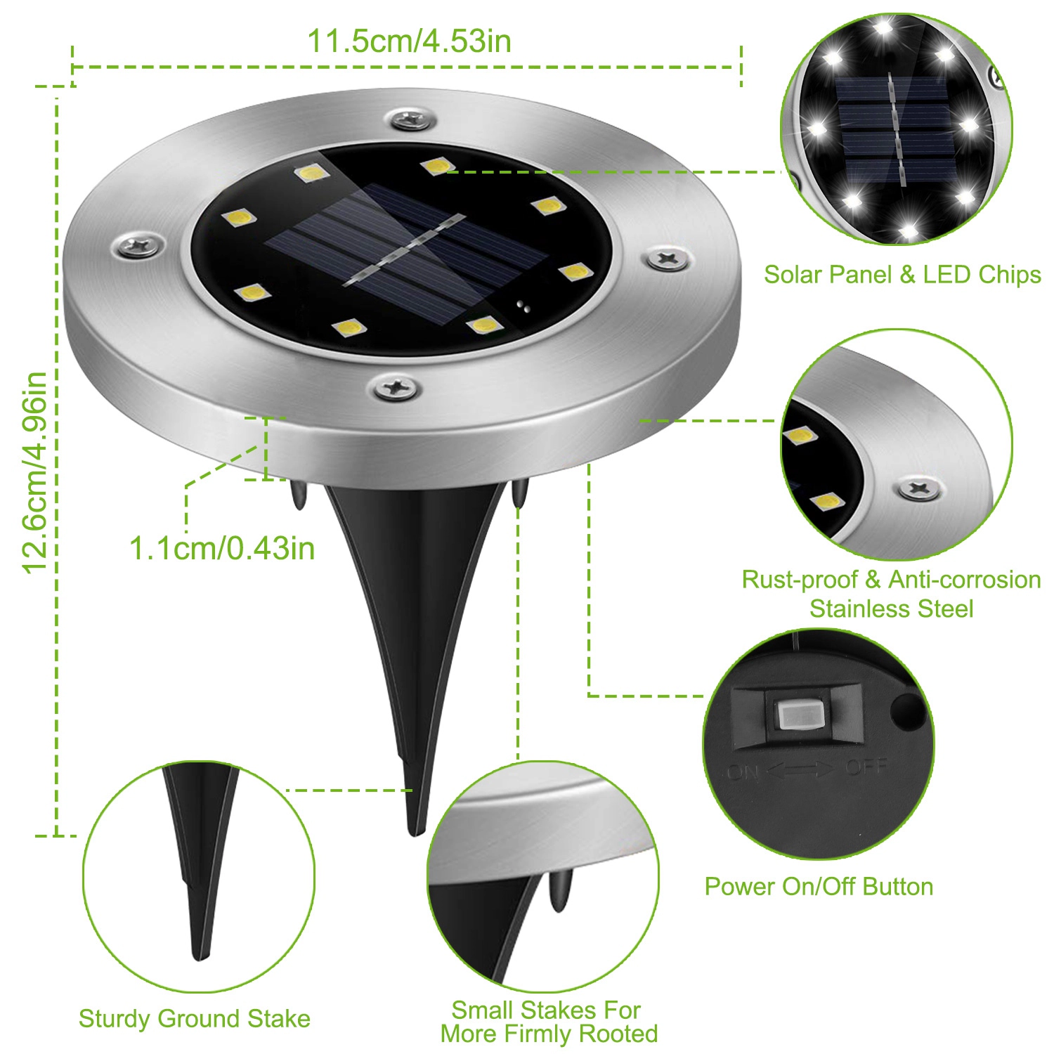 GBruno Solar Waterproof 4-Pc Ground Light Set