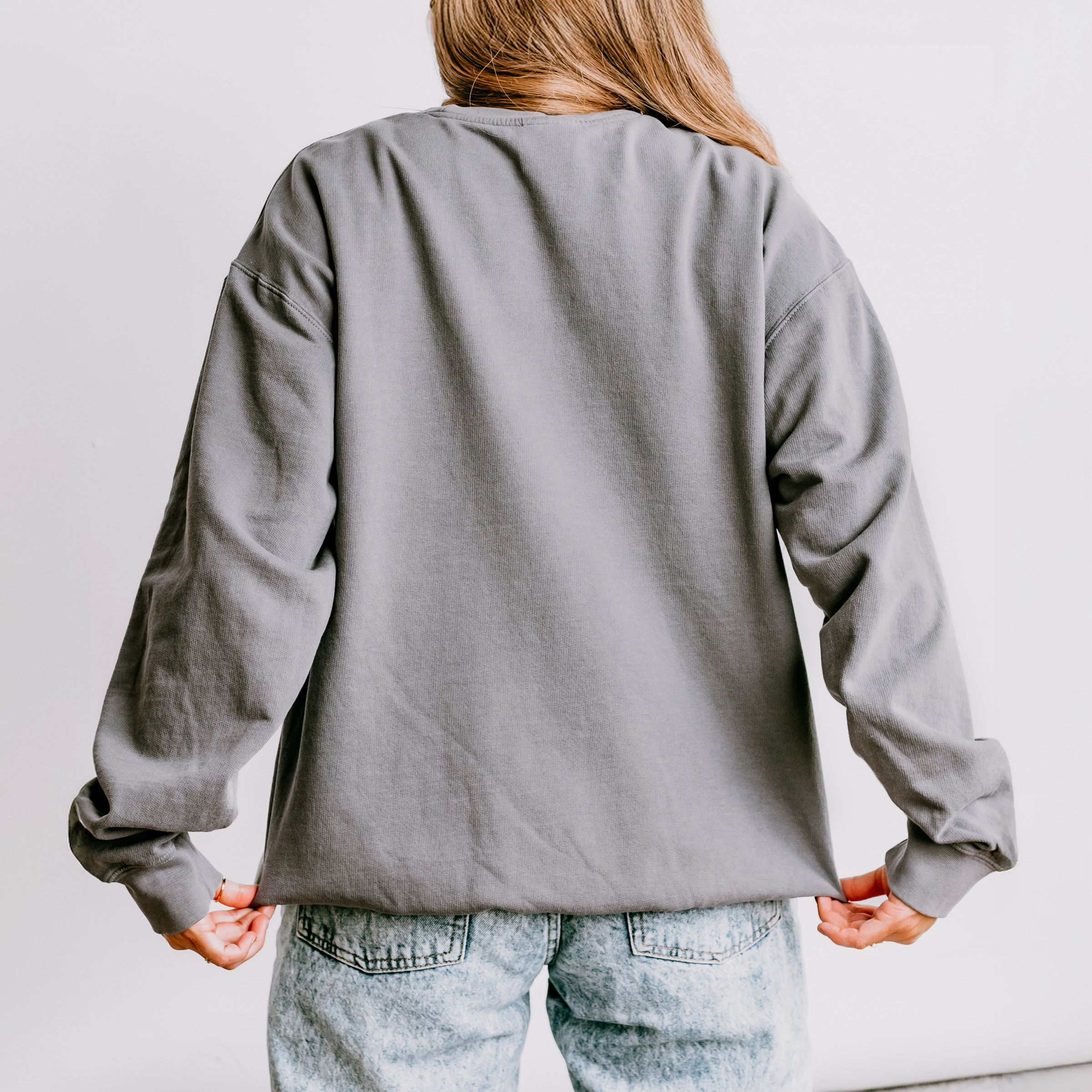Simply Sage Market - Women's Lightweight Garment Dyed Sweatshirt Pumpkin Cherry Bunch