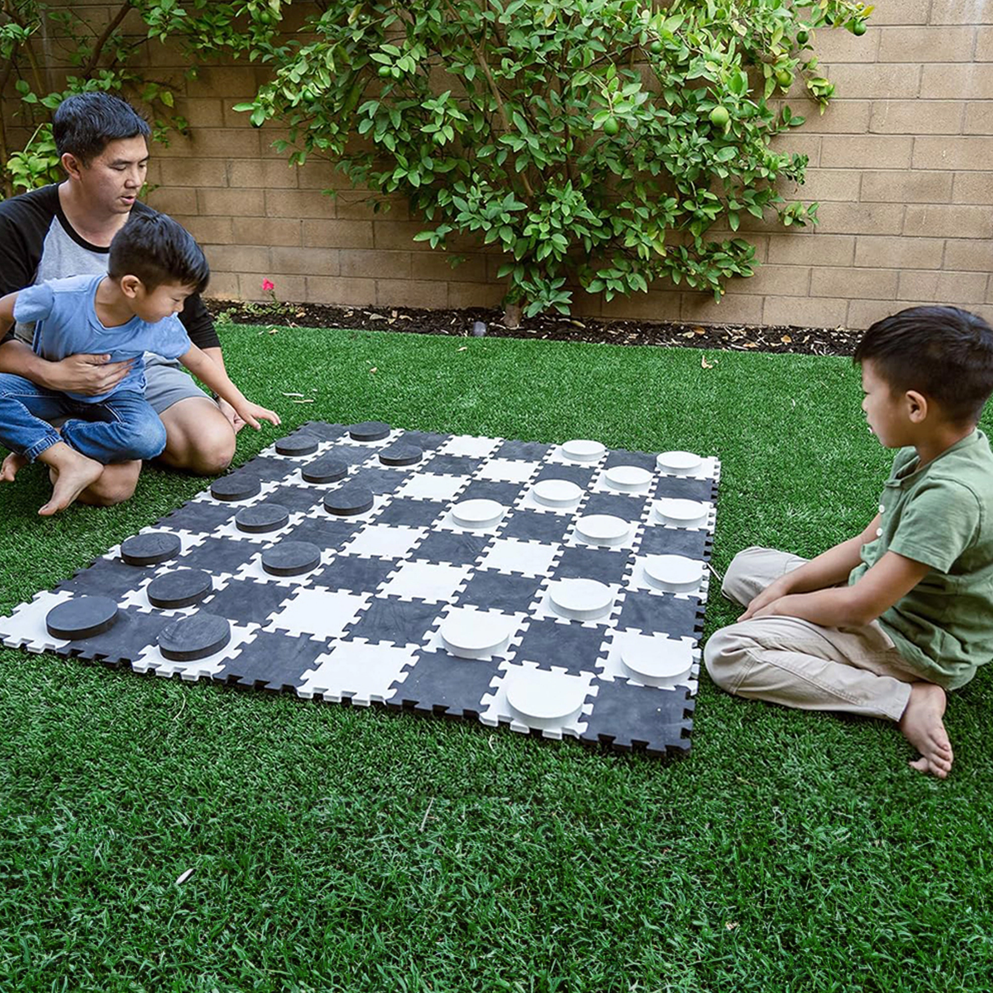 Swooc Games | 2-in-1 Premium Giant Checkers & Tic Tac Toe Game