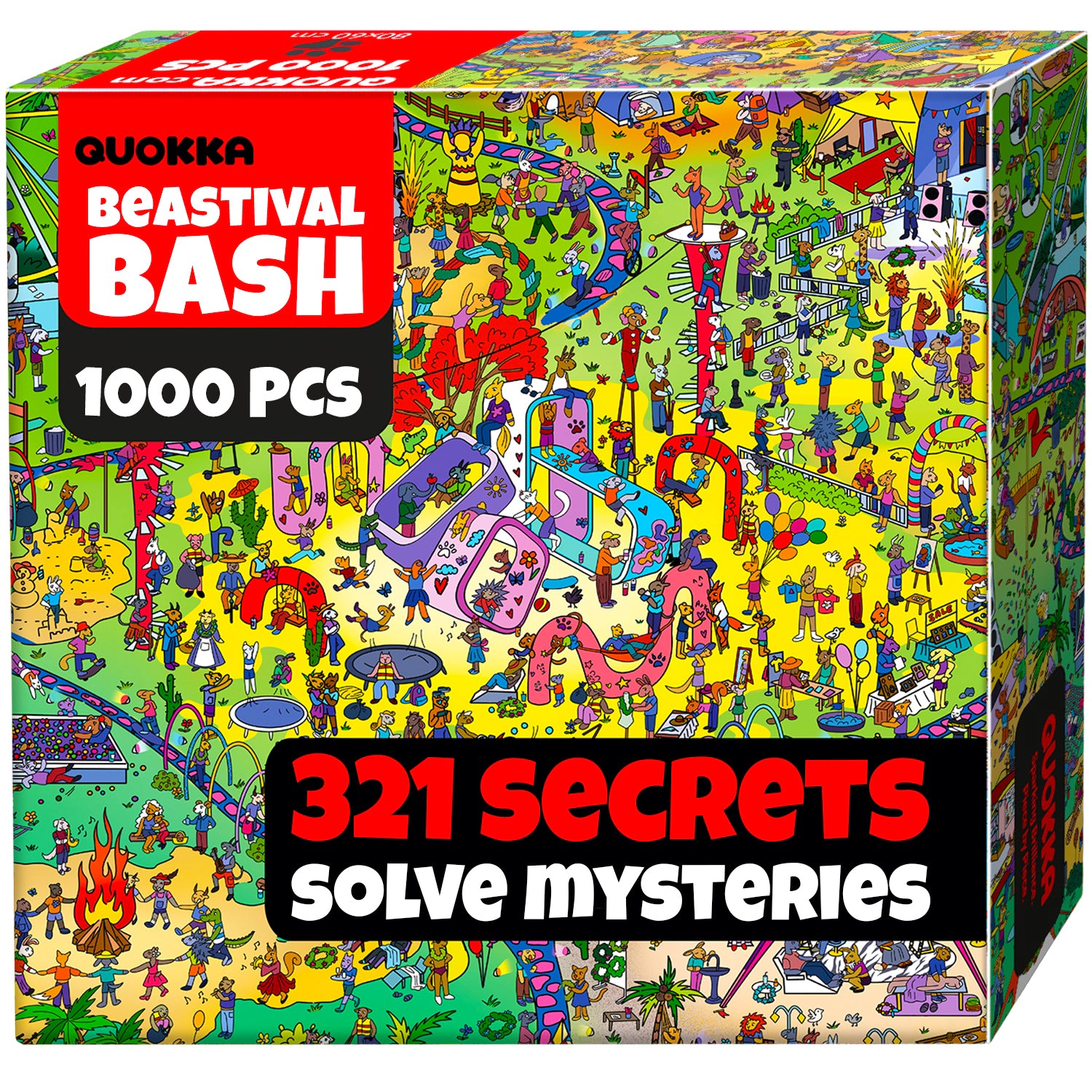 QUOKKA 1000-Piece Jigsaw Puzzles for Adults – Animal Bash, Desert Whirl and Hotel Wildeluxe Premium Box, Extra Fun Challenges