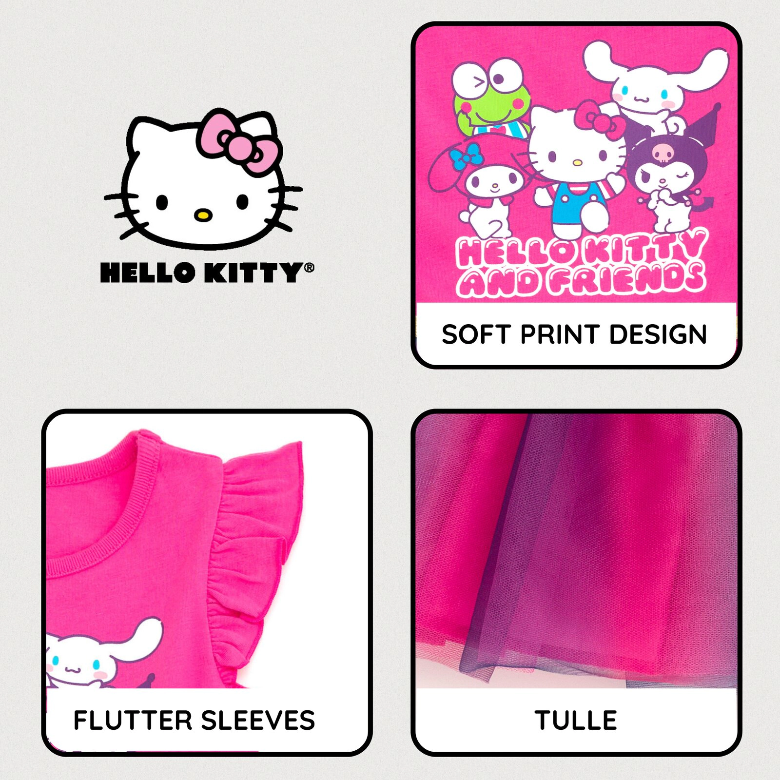 Hello Kitty Girls' Sleeveless Tutu Dress