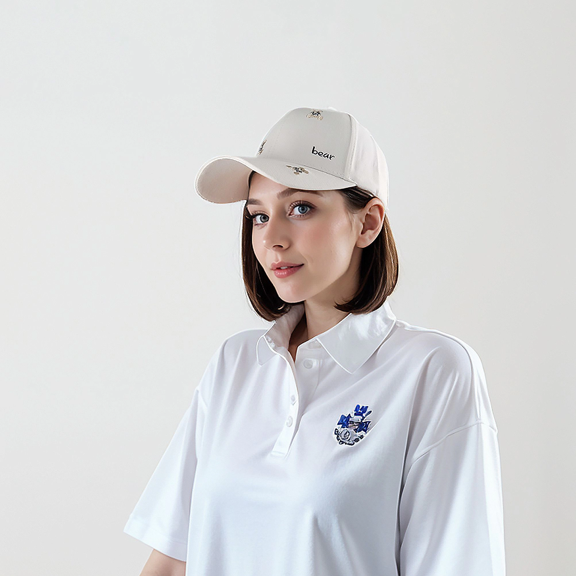 Anna-Kaci Women's Bear Embroidered Baseball Cap Low Bun Large Head Circumference Soft Cotton Trucker Hat