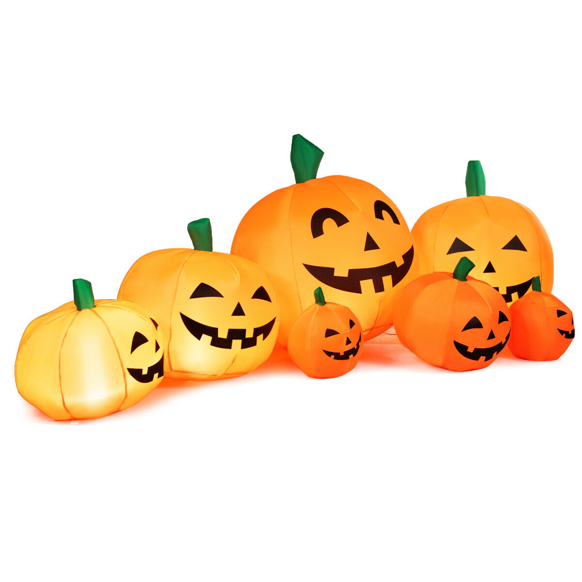 LJG 7.5 Feet Halloween Inflatable 7 Pumpkins Patch with LED Lights