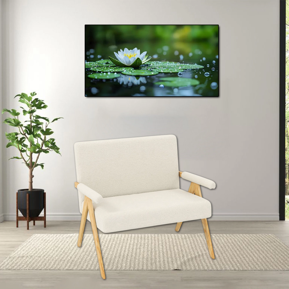 Hivvago Upholstered Loveseat Couch with Wooden Legs and Comfortable Armrests