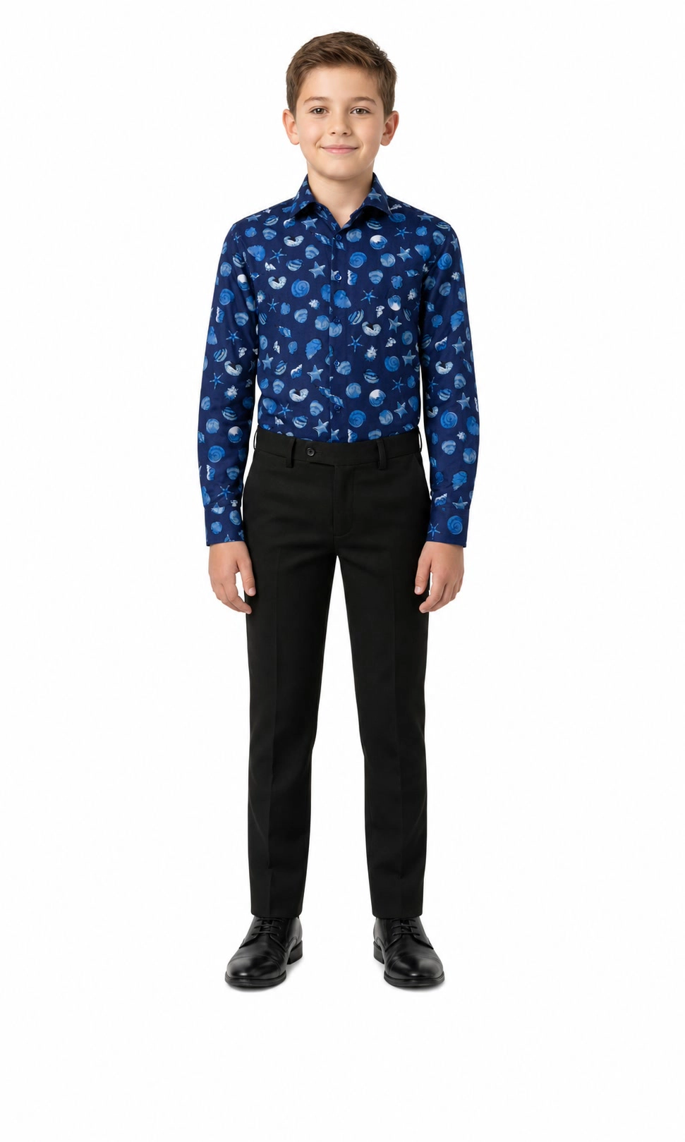Elie Balleh Boys Slim Fit Boys' Sea Shell Print Shirt