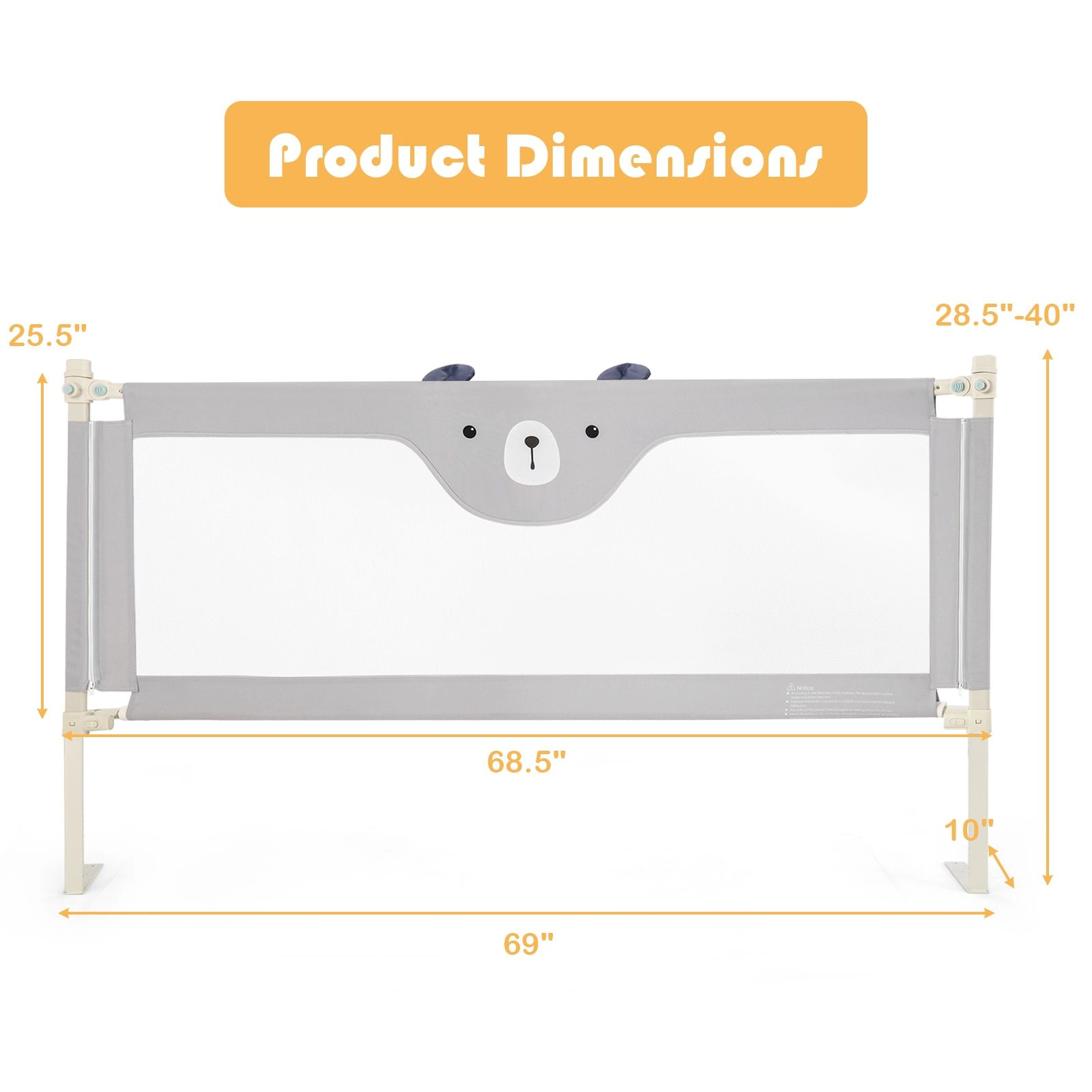 SlickBlue Height Adjustable Kids Bed Rail With Safety Locks