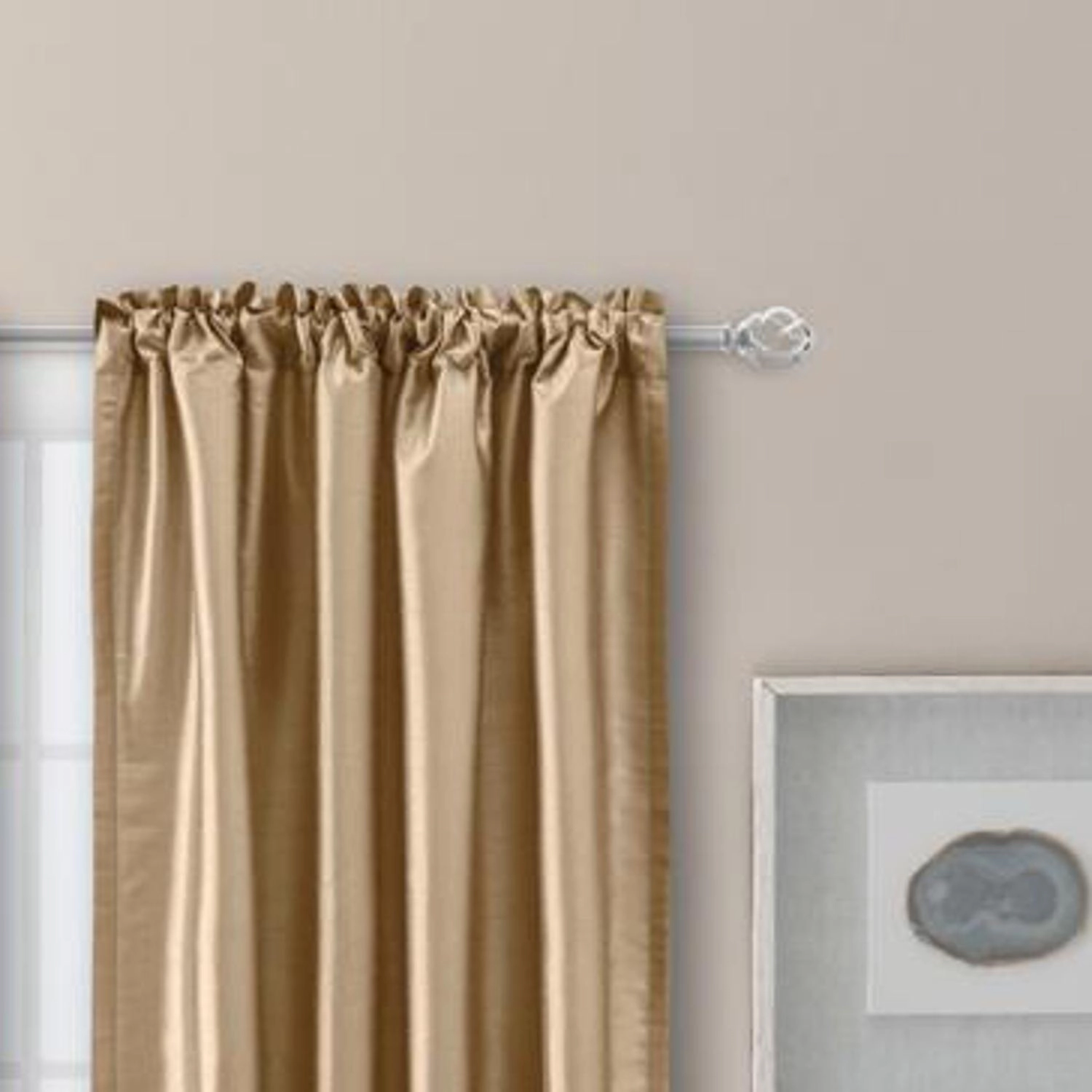 Ellis Curtain Luna Faux-Silk Rod Pocket/Back Tab Tailored Pairs - 100x96", Taupe