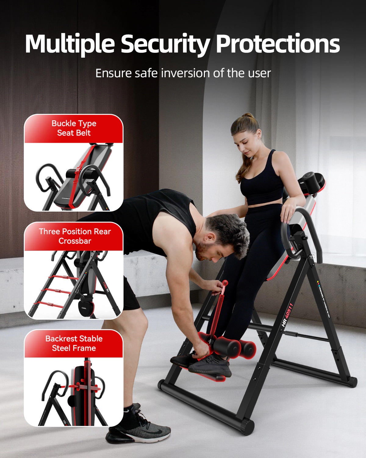 HARISON Inversion Table for Home, Adjustable Back Stretcher with Memory Foam & Safety Support