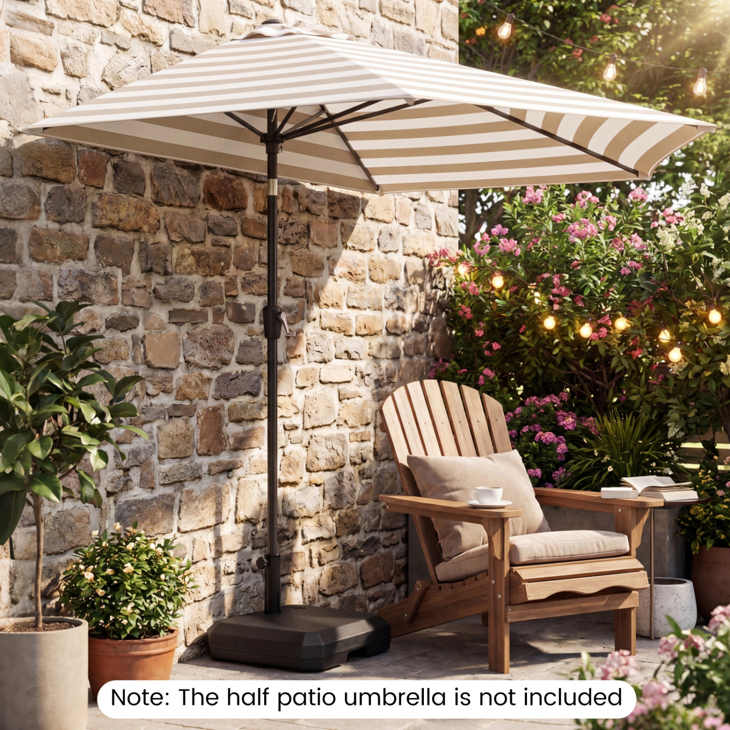 Slickblue Compact Half Umbrella Base 17.5 Inch Fillable Water Sand Weighted Patio Corner Stand