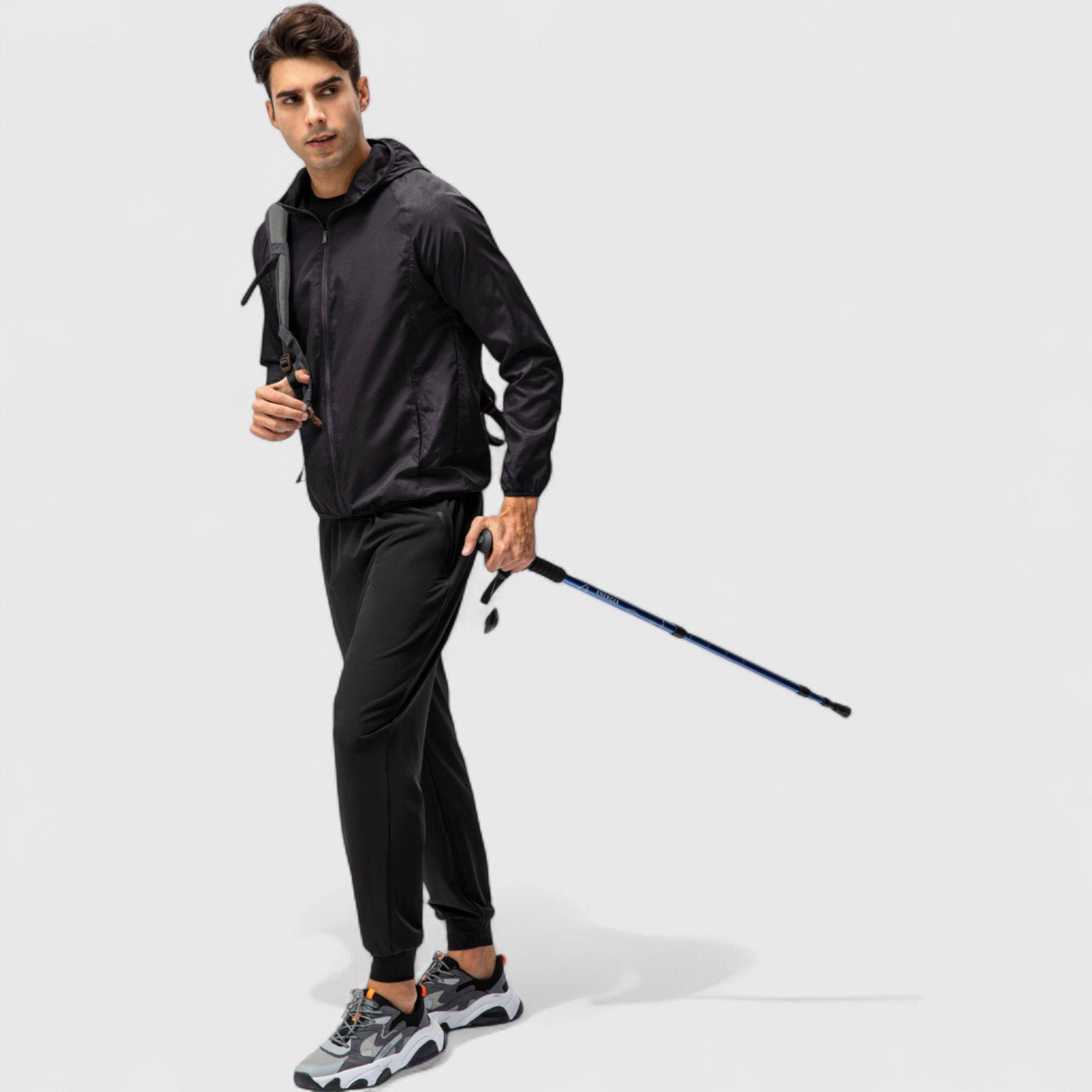 Anna-Kaci Men's Full-Zip Hooded Windbreaker Jacket with Side Pockets and Elastic Cuffs
