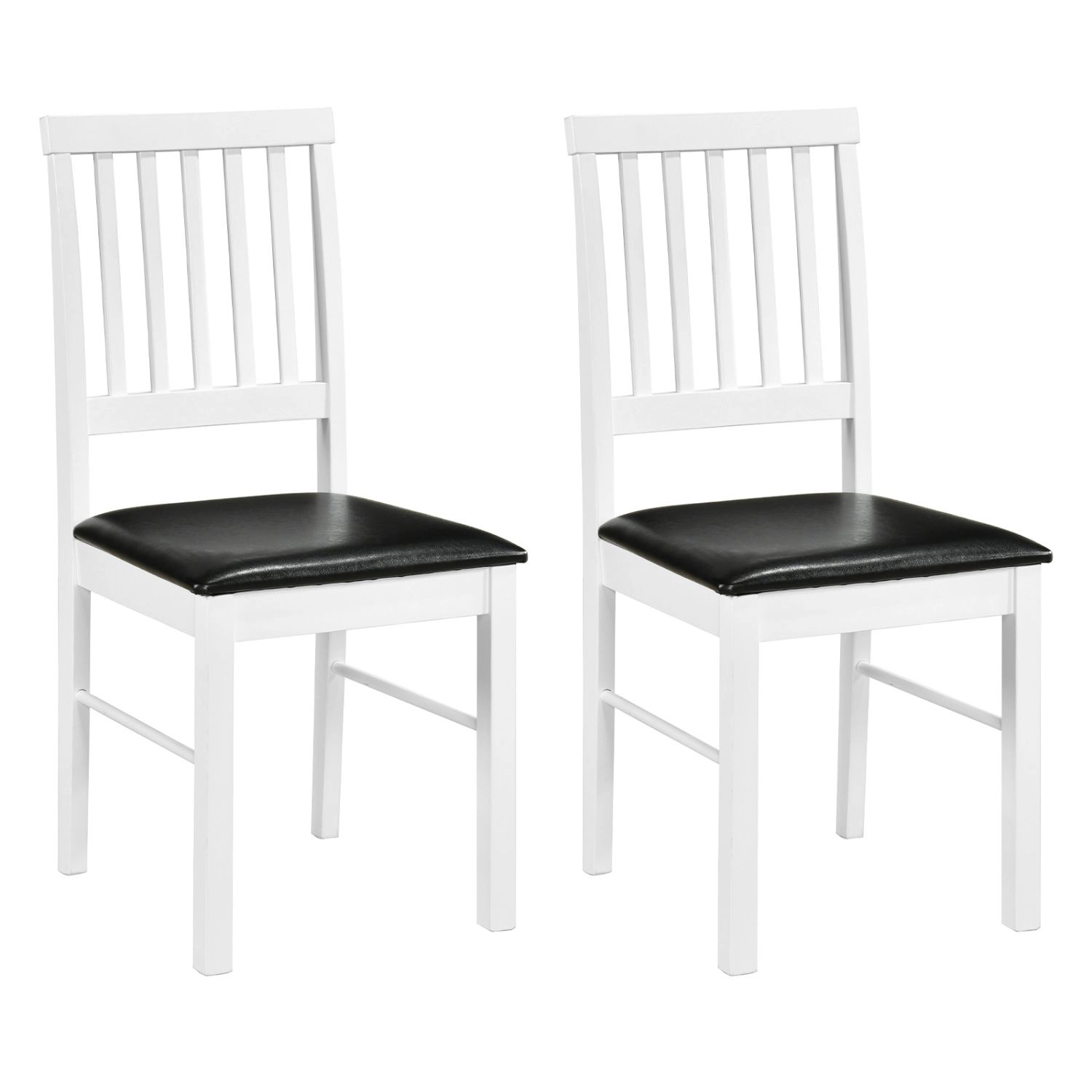 SlickBlue White Black Dining Chairs Set of 2, Padded Wood Chairs