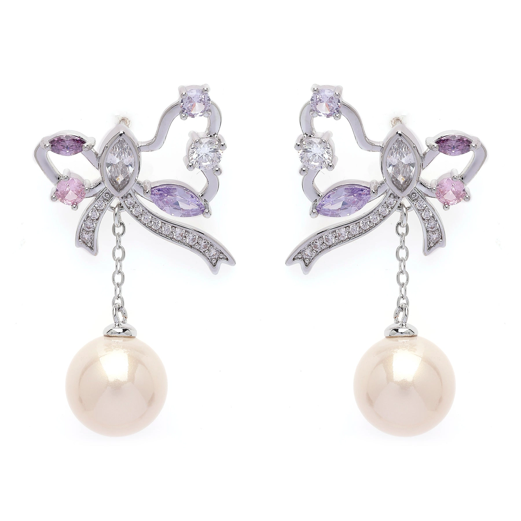 AGP PARIS Womens Silver colored Butterfly Drop Earrings