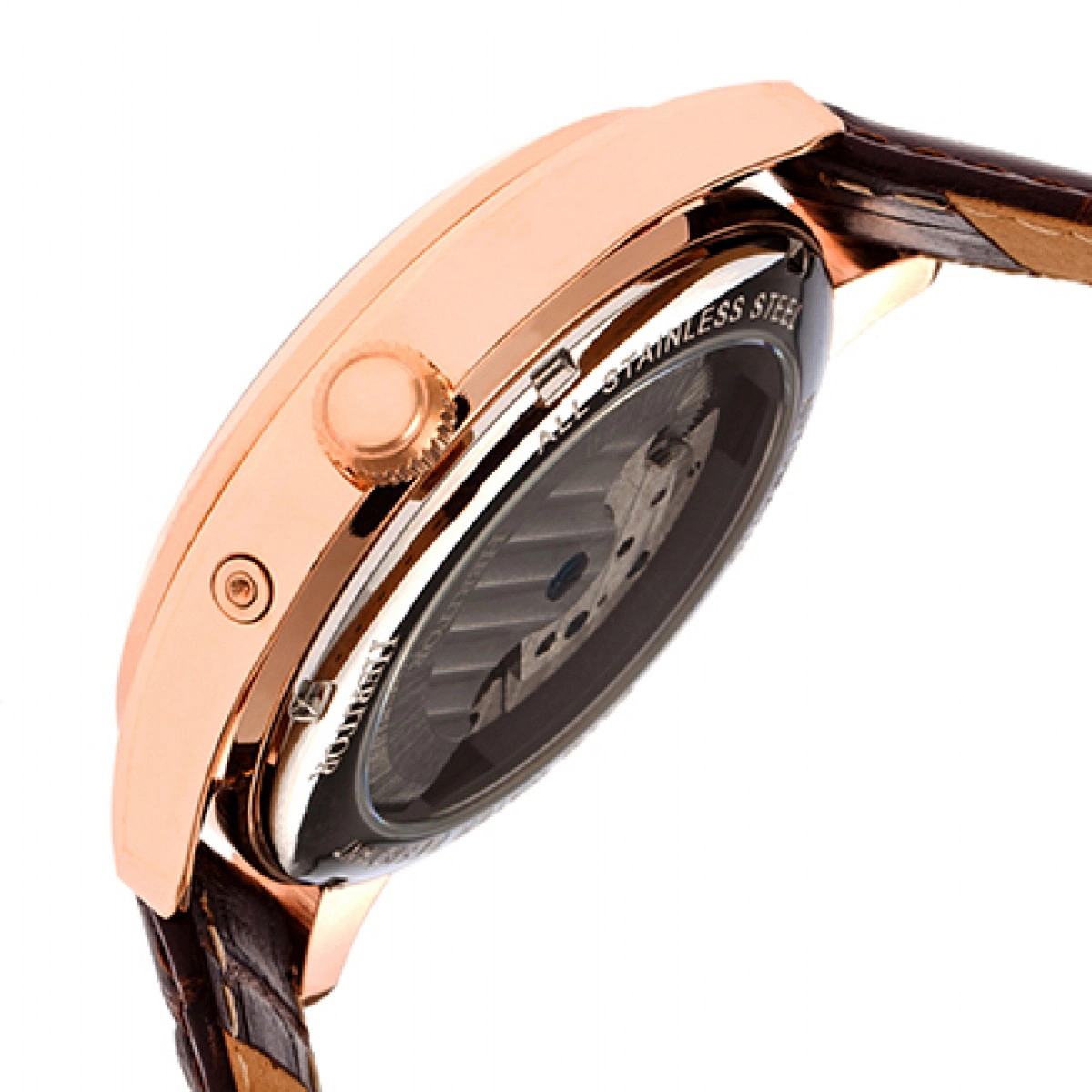 Heritor Automatic Sebastian Semi-Skeleton Leather-Band Watch