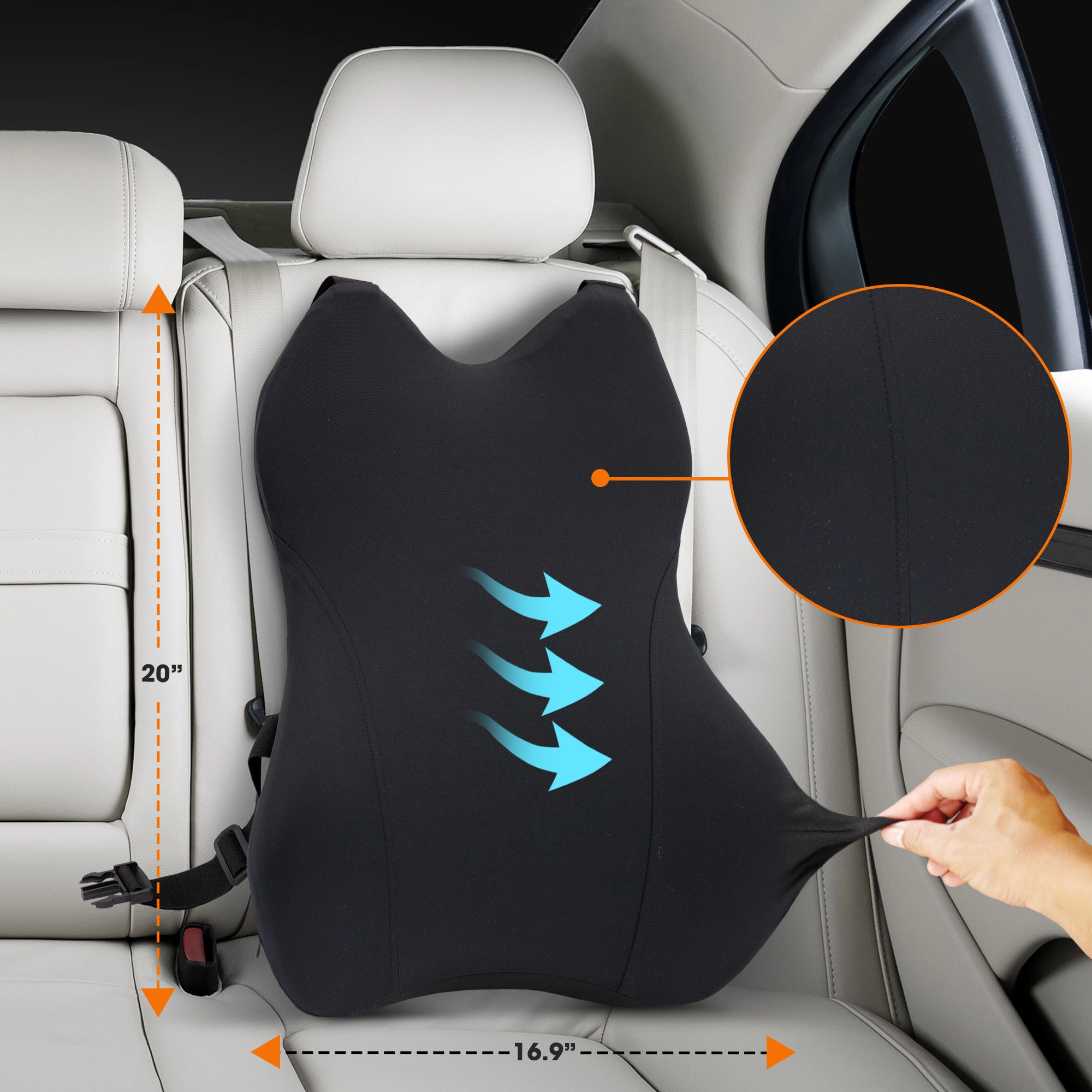 Cheer Collection Memory Foam Lumbar Support Pillow for Chair and Car Seat