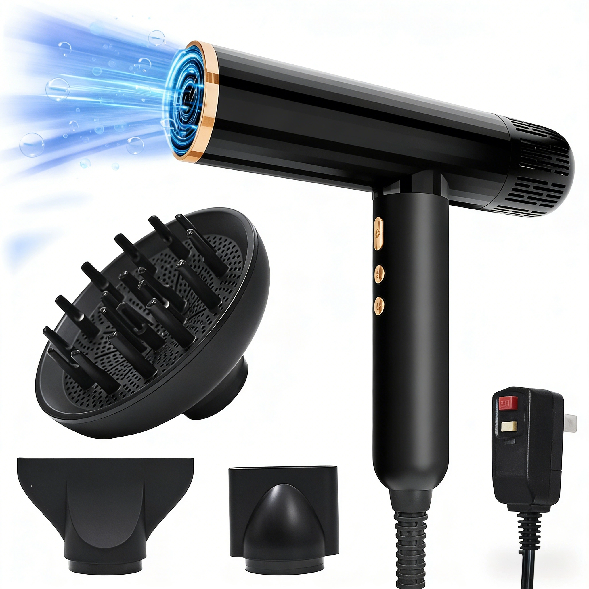 NICEBAY 1600W High-Speed Ionic Hair Dryer, Brushless Motor 110,000 RPM, Low Noise, Lightweight for Travel & Home