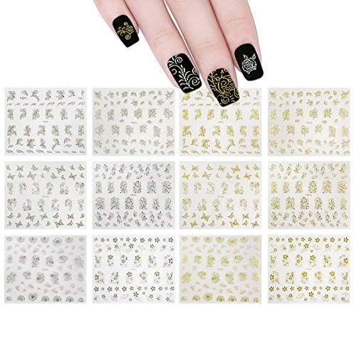 Wrapables Gold & Silver Foil Vines & Floral Nail Stickers