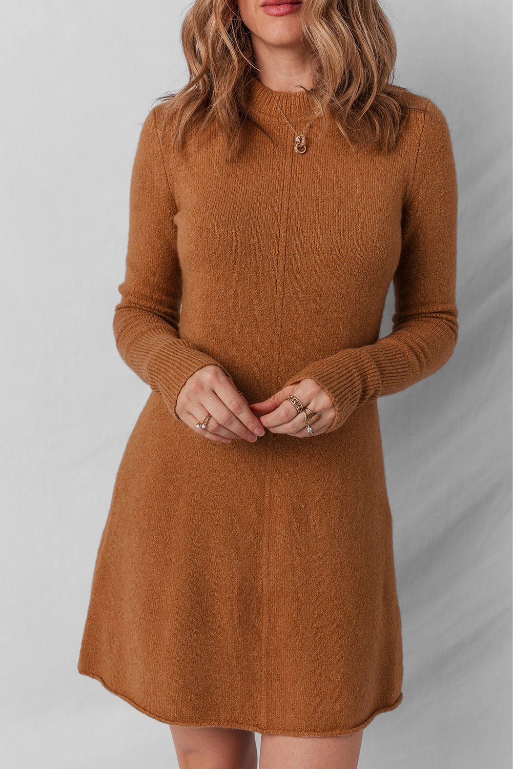 Threaded Pear Women's Madeline Ribbed Mini Sweater Dress
