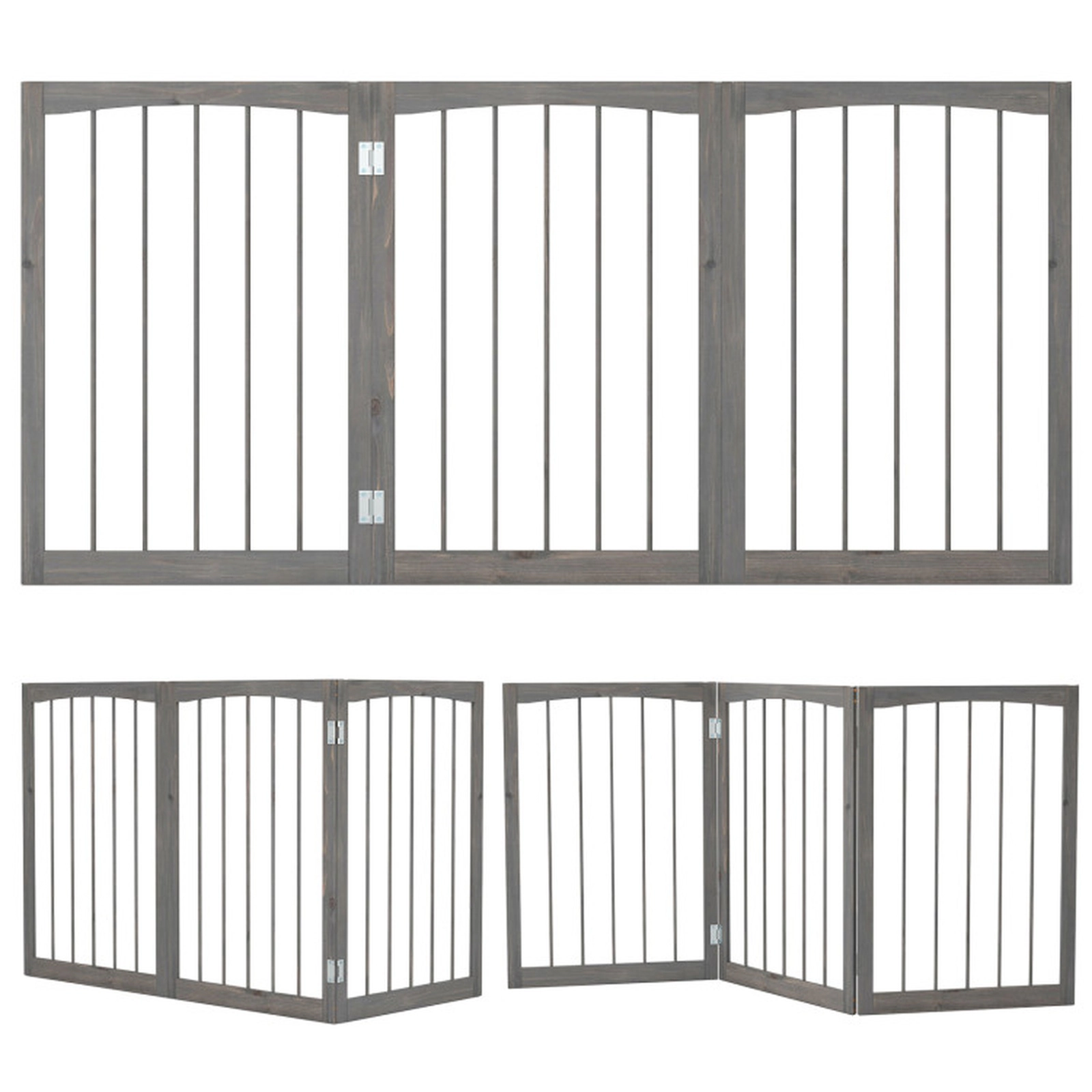 SUGIFT 30-in Tall Wooden Freestanding Pet Fence Dog Gate with 3 Rotating Panels for Cats and Small Dogs