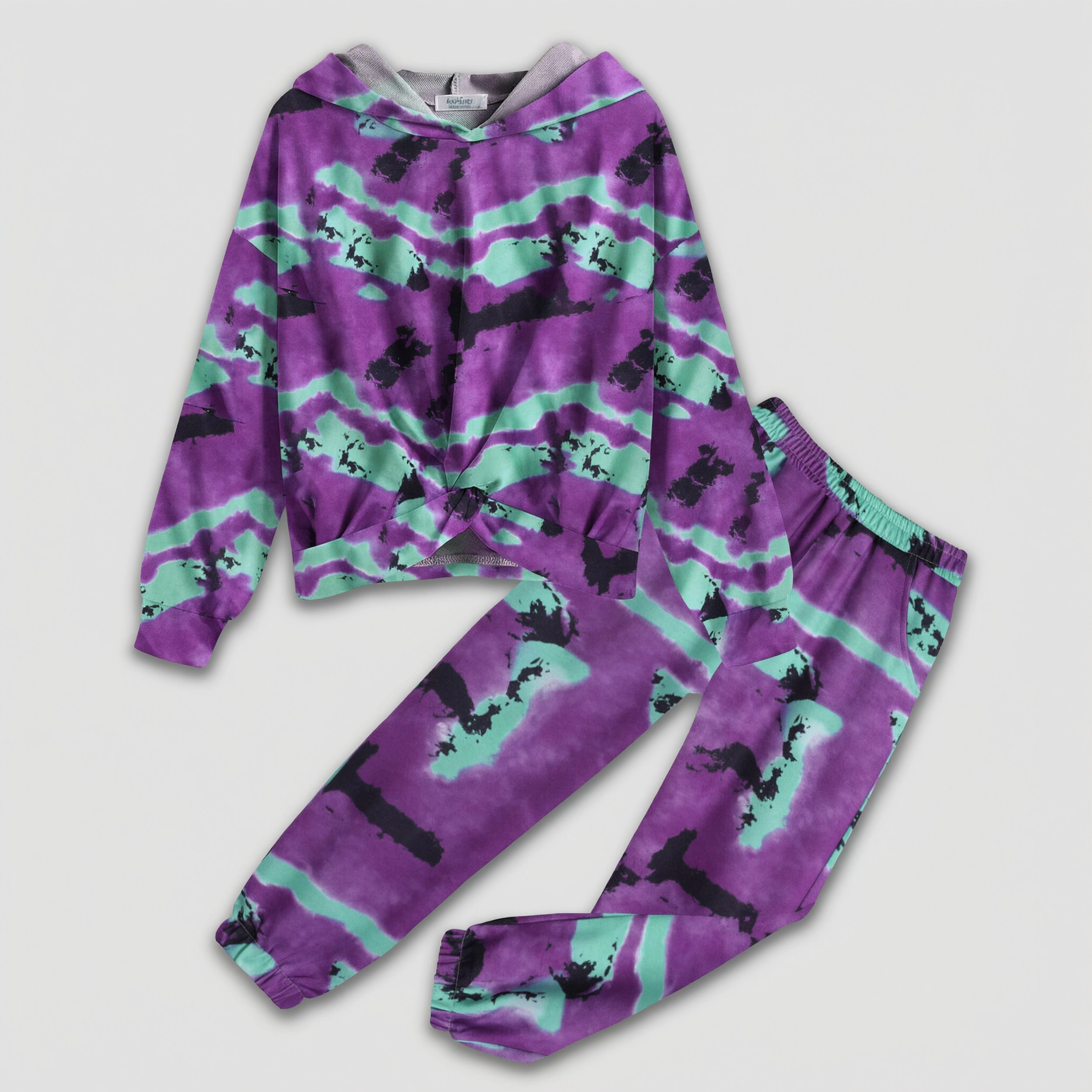 Arshiner Girls 2-Piece Fall Winter Tracksuit Twist Front Hoodie Jogger Pants Set