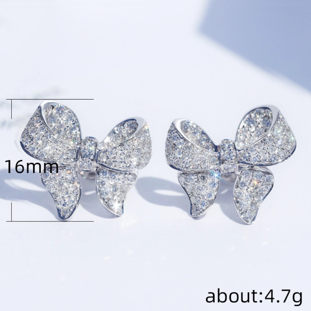 Dazzling Cubic Zirconia Bow Shape Stud Earrings for Women