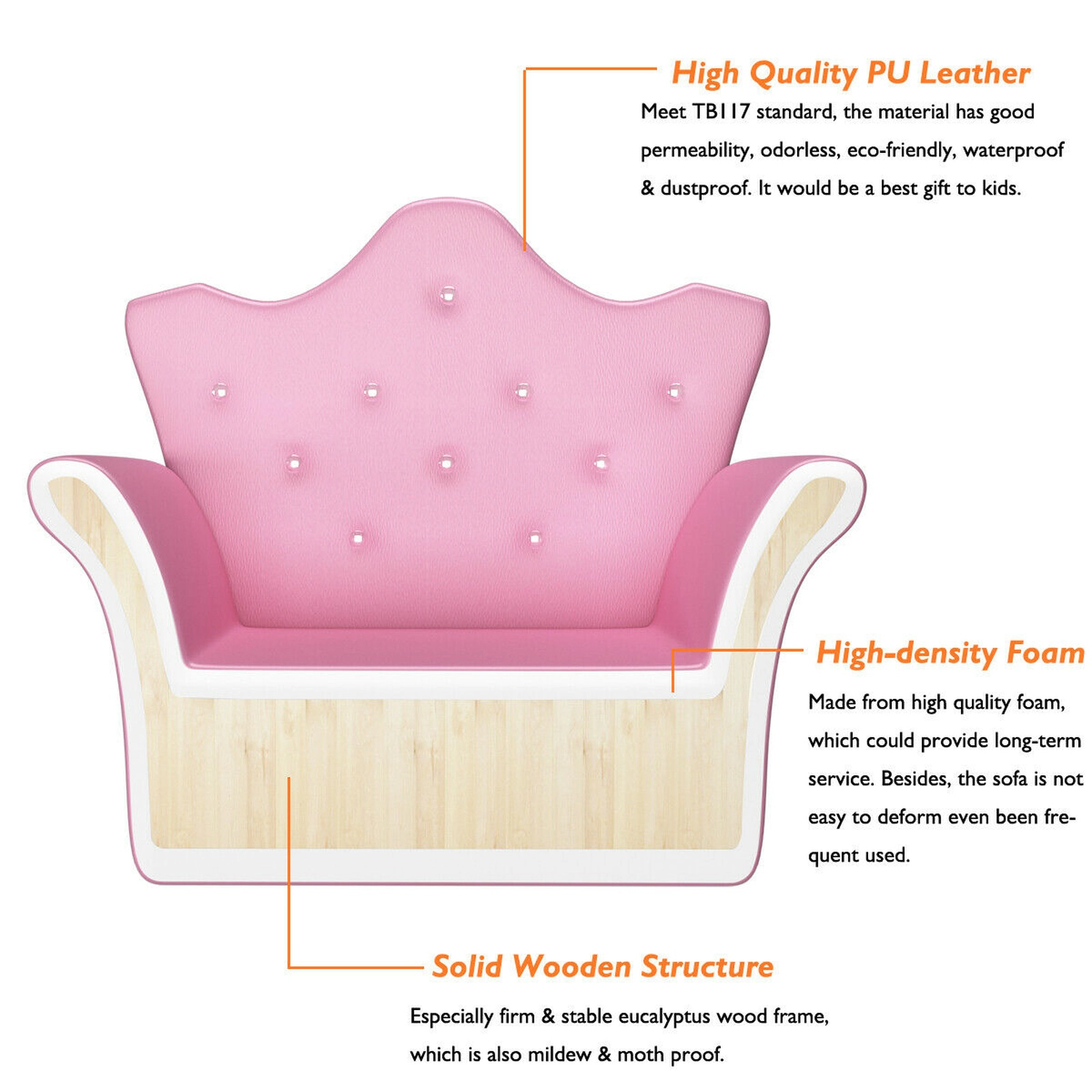 SUGIFT Crystal Button Tufted Back and Matching Ottoman Kids Sofa Armchair