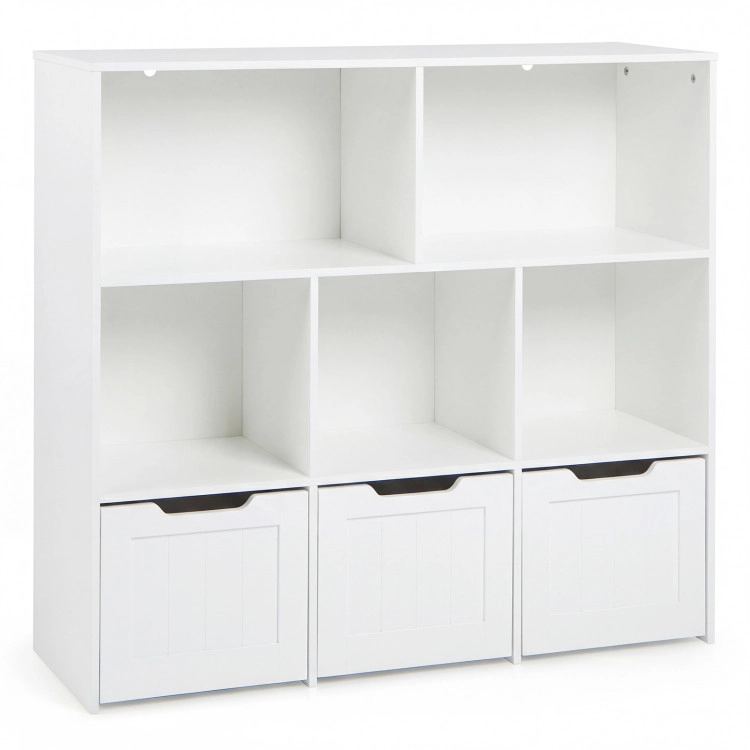 Hivvago Toy Storage Organizer with 3 Movable Drawers and 5 Open Cubbies for Playroom