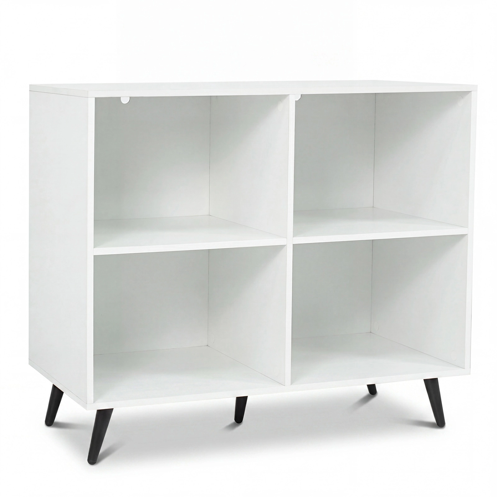 SUGIFT White 5 Metal Legs for Home 4-Cube Wooden Bookshelf