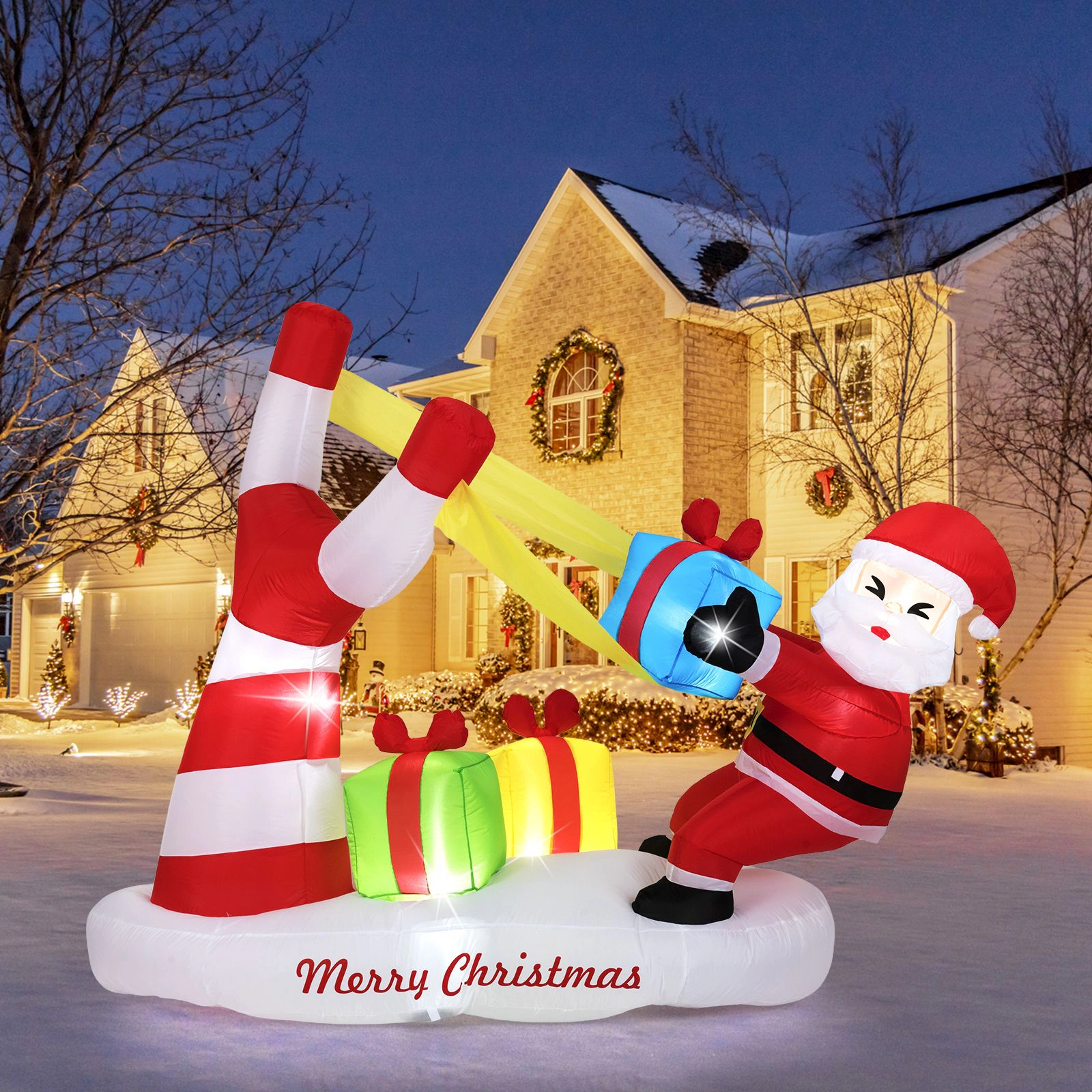 SlickBlue Unisex 7 Feet Christmas Inflatable Santa Slingshot Decor
