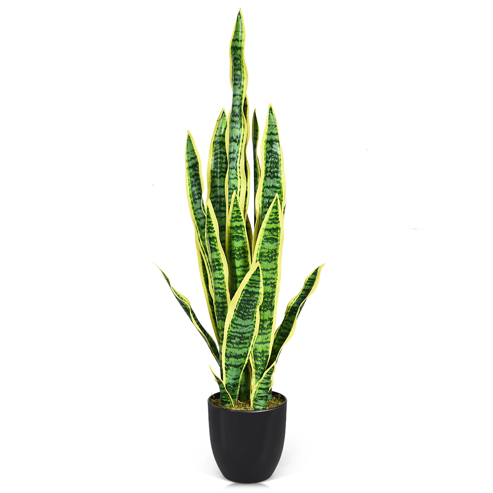 Slickblue 35.5 In Artificial Snake Plant with Realistic Textured Leaves and Cement Filled Pot