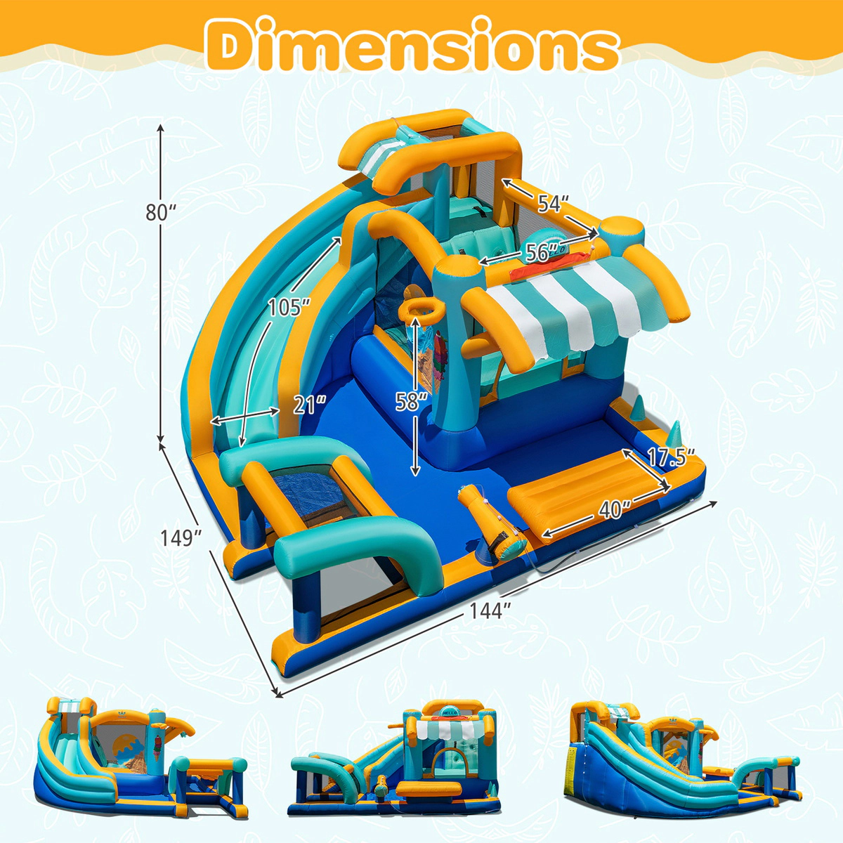 SUGIFT Kids Multicolor Ice Cream Water Slide Bounce House with Splash Pool 149-in W 80-in H 330-lb Total Capacity