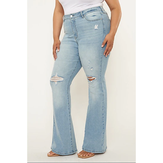 Kancan Women's Plus Size High Rise Flare Jeans Lori