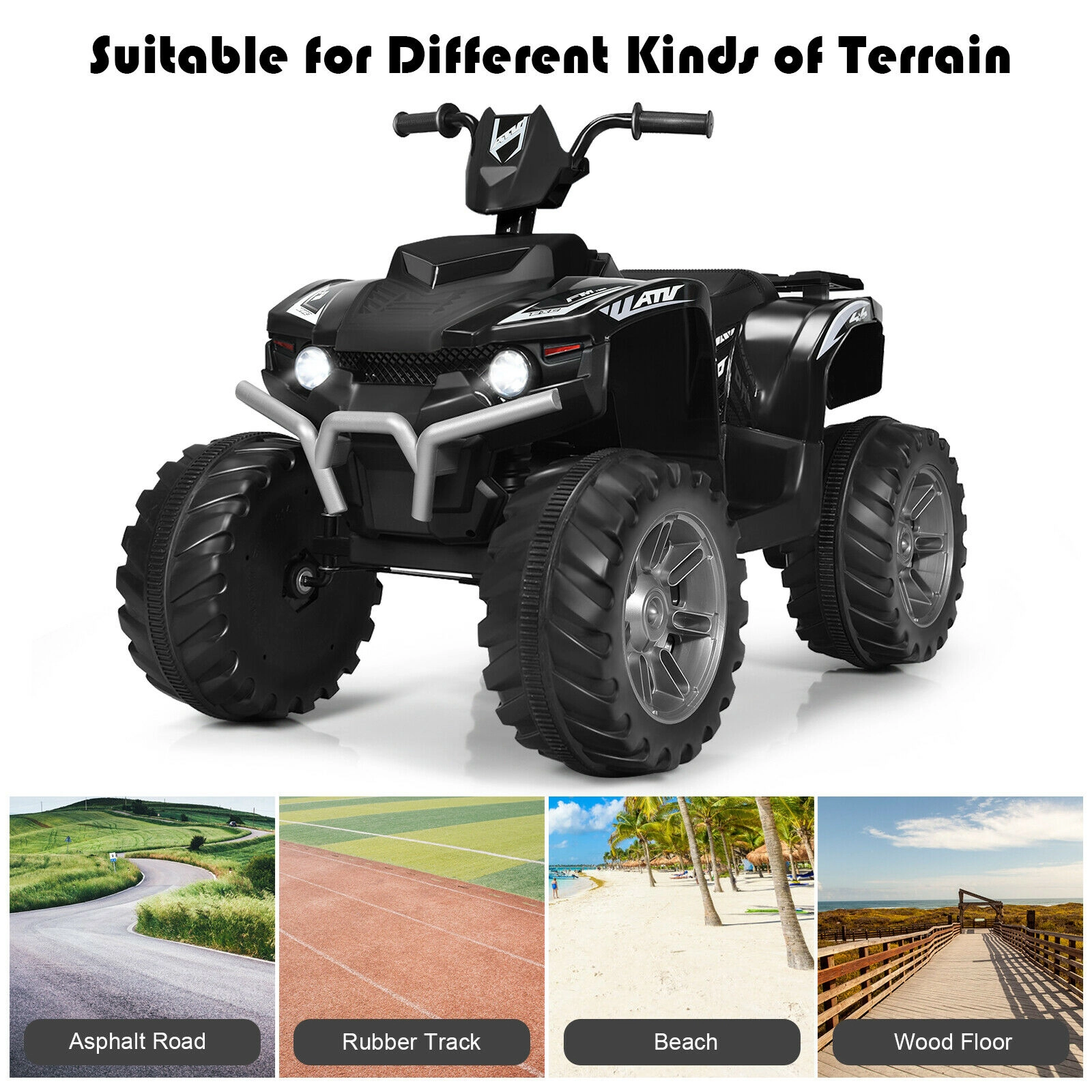 Glintex 12V Kids Ride-On ATV with Treaded Tires and a 77-Lb Capacity