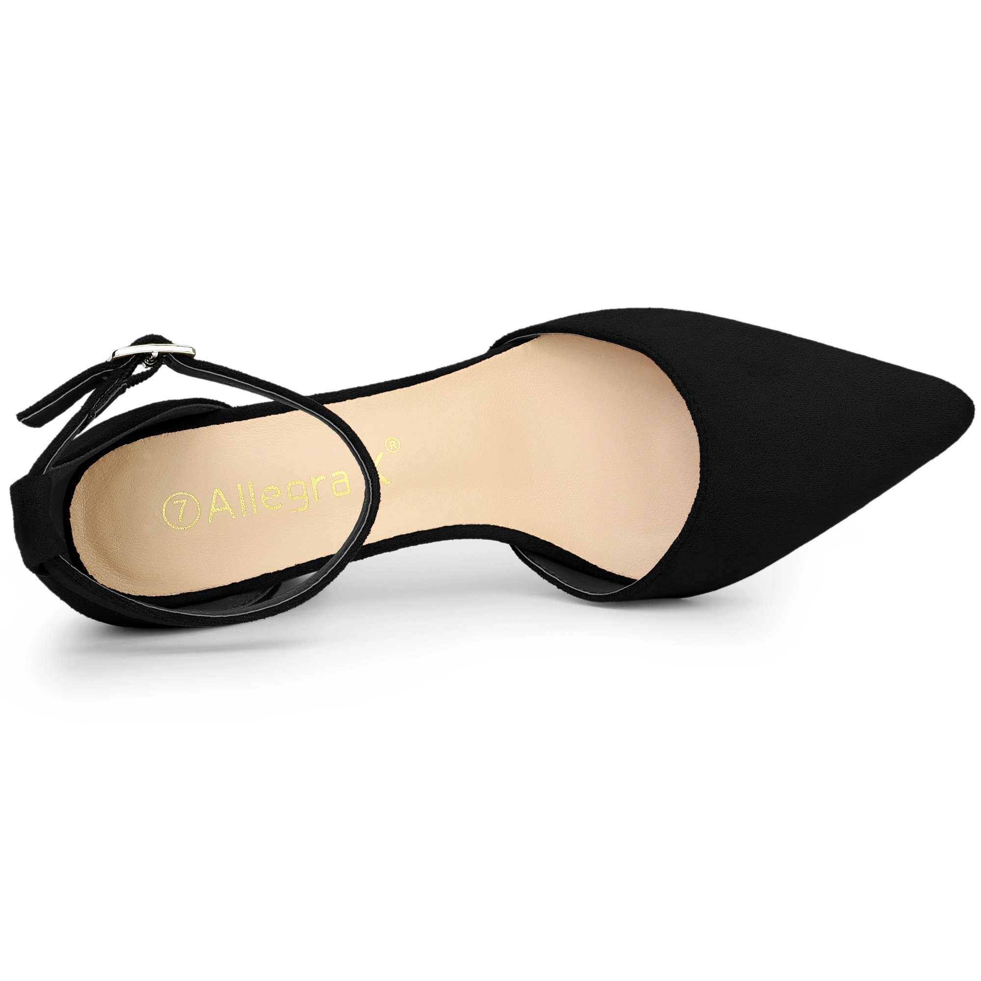 BLISSFUL STEP Women's Ankle Strap Pointed Toe Block Heels Pumps
