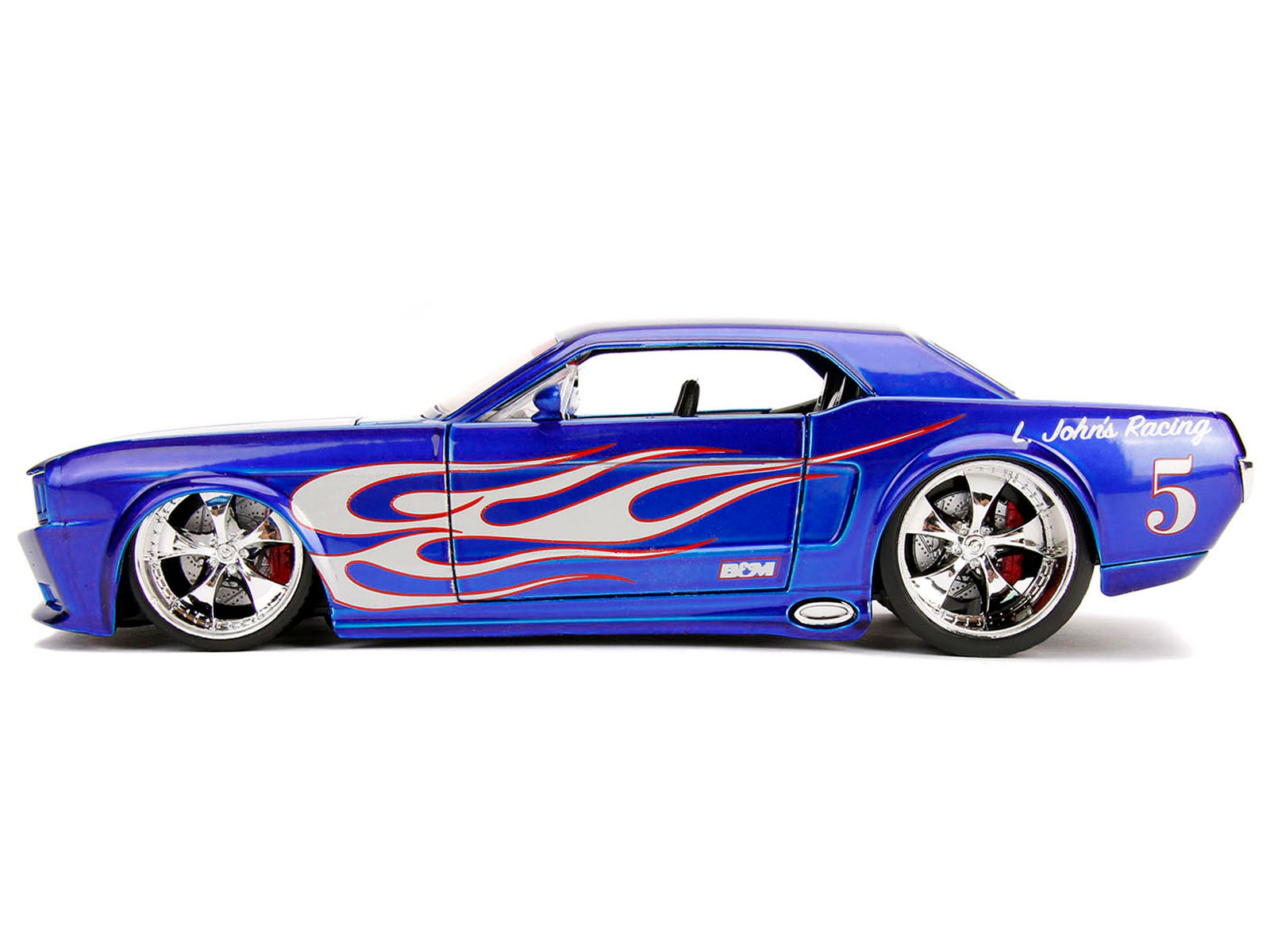 Jada 1965 Ford Mustang #5 "L. John's Racing" Candy Blue with Flame Graphics "Bigtime Muscle" Series 1/24