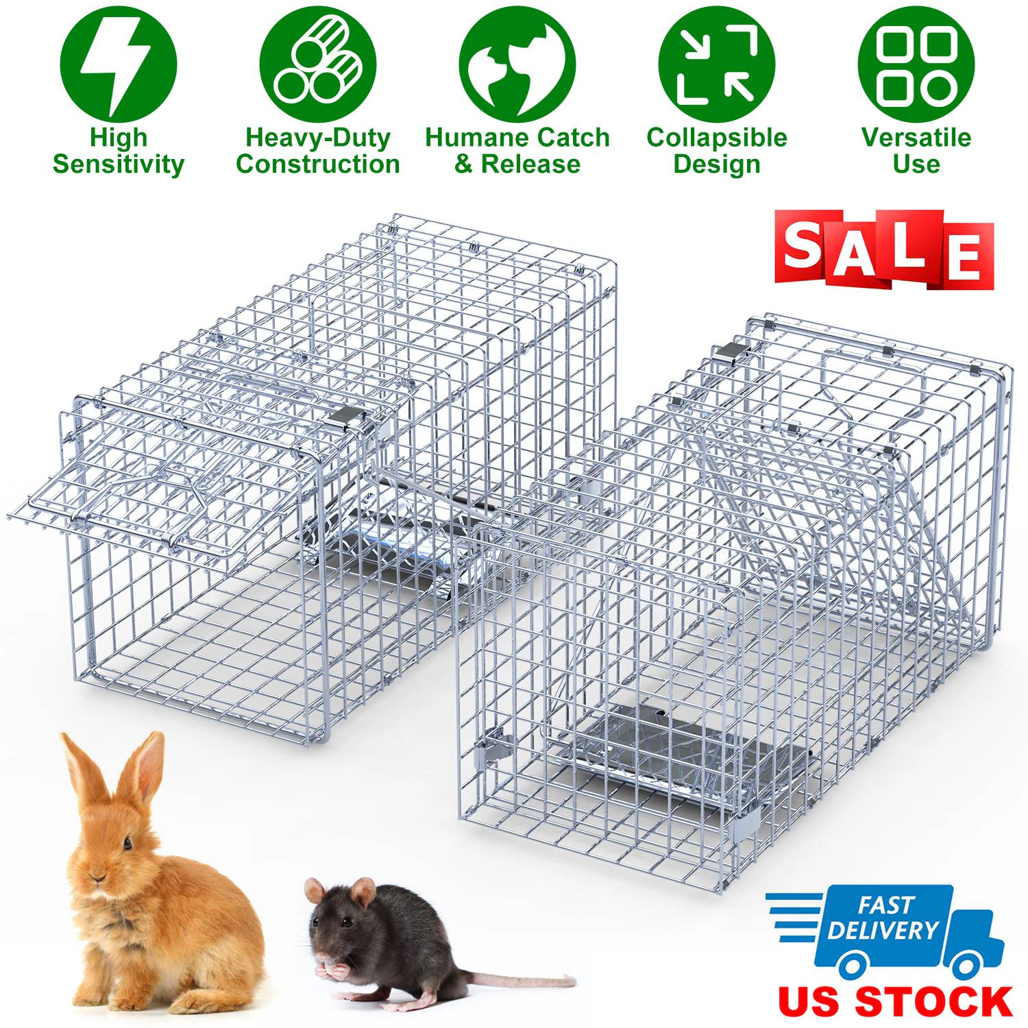 GBruno 2-Piece Collapsible Live Animal Trap Cage