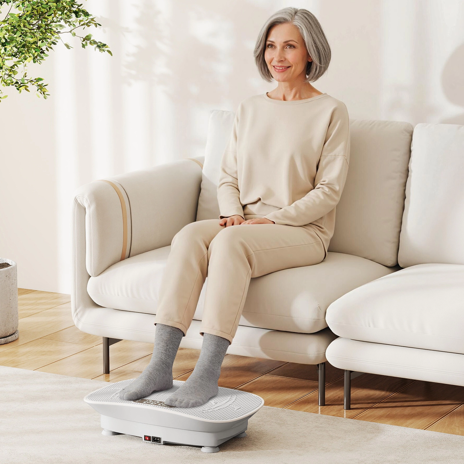SUGIFT 220-lb Capacity 10-Speed Lymphatic Drainage Vibration Plate Exercise Machine with LED Display and Remote