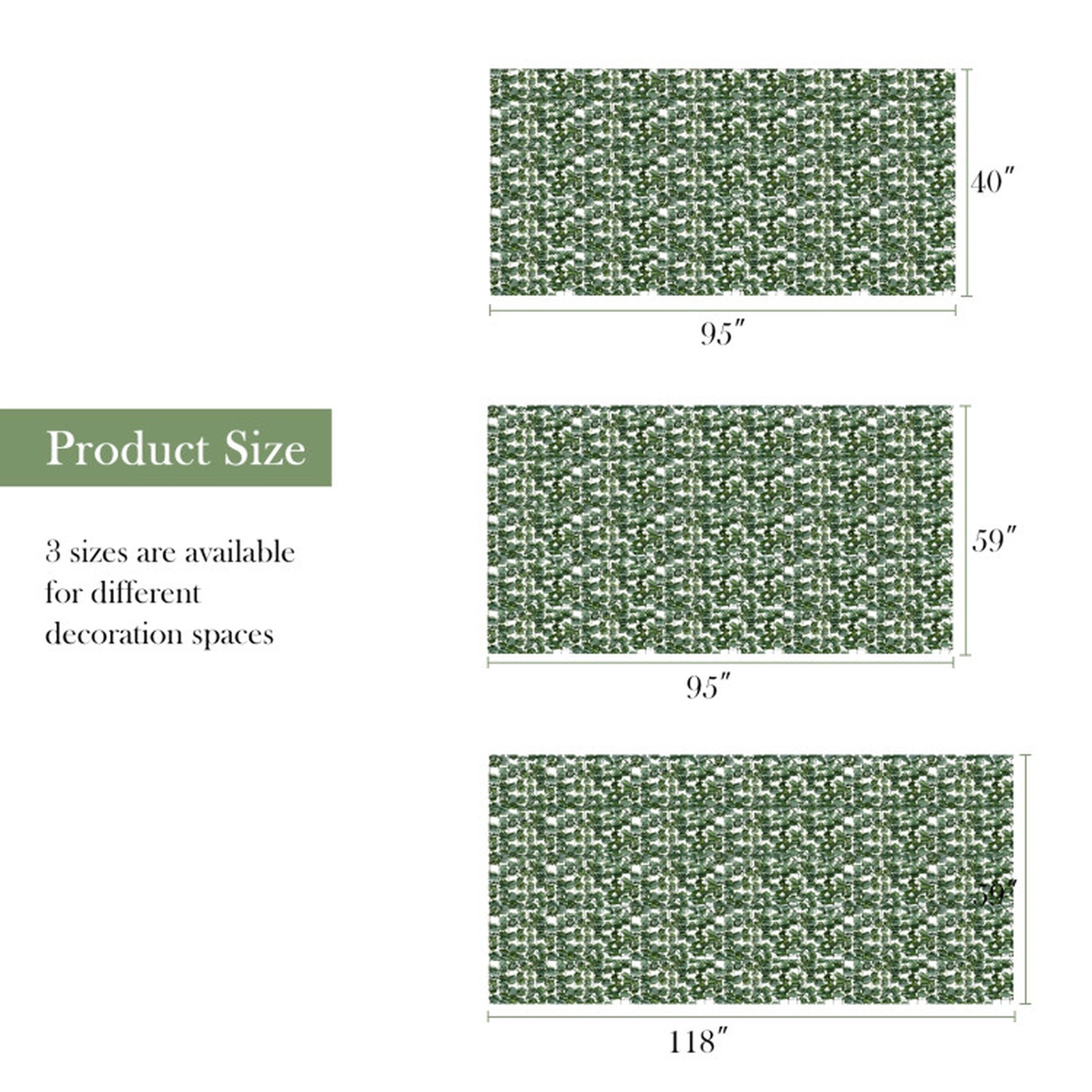 SUGIFT Faux Ivy Leaf Decorative Privacy Garden Trellis Fence 59-in x 118-in Panel PE Material Indoor/Outdoor Green
