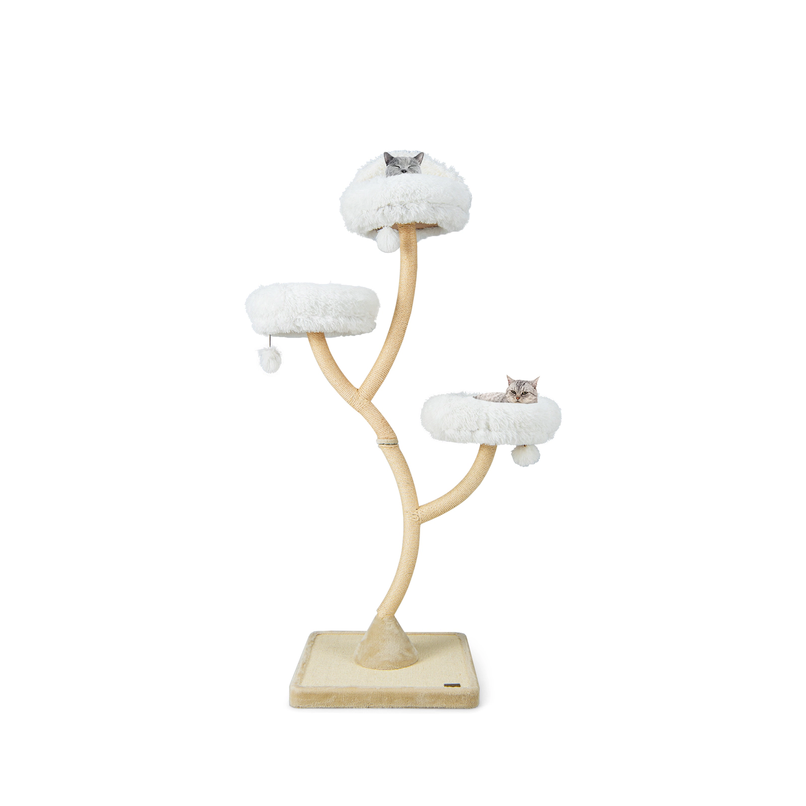 SUGIFT 70-in Tall Cat Tree Tower with Curved Metal Frame Three 16-in Round Perches and Sisal Posts