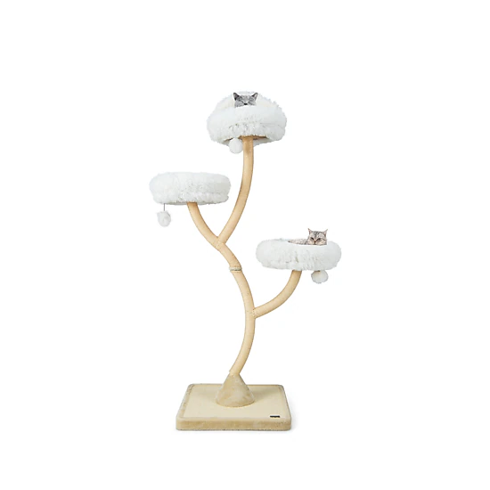 SUGIFT 70-in Tall Cat Tree Tower with Curved Metal Frame Three 16-in Round Perches and Sisal Posts