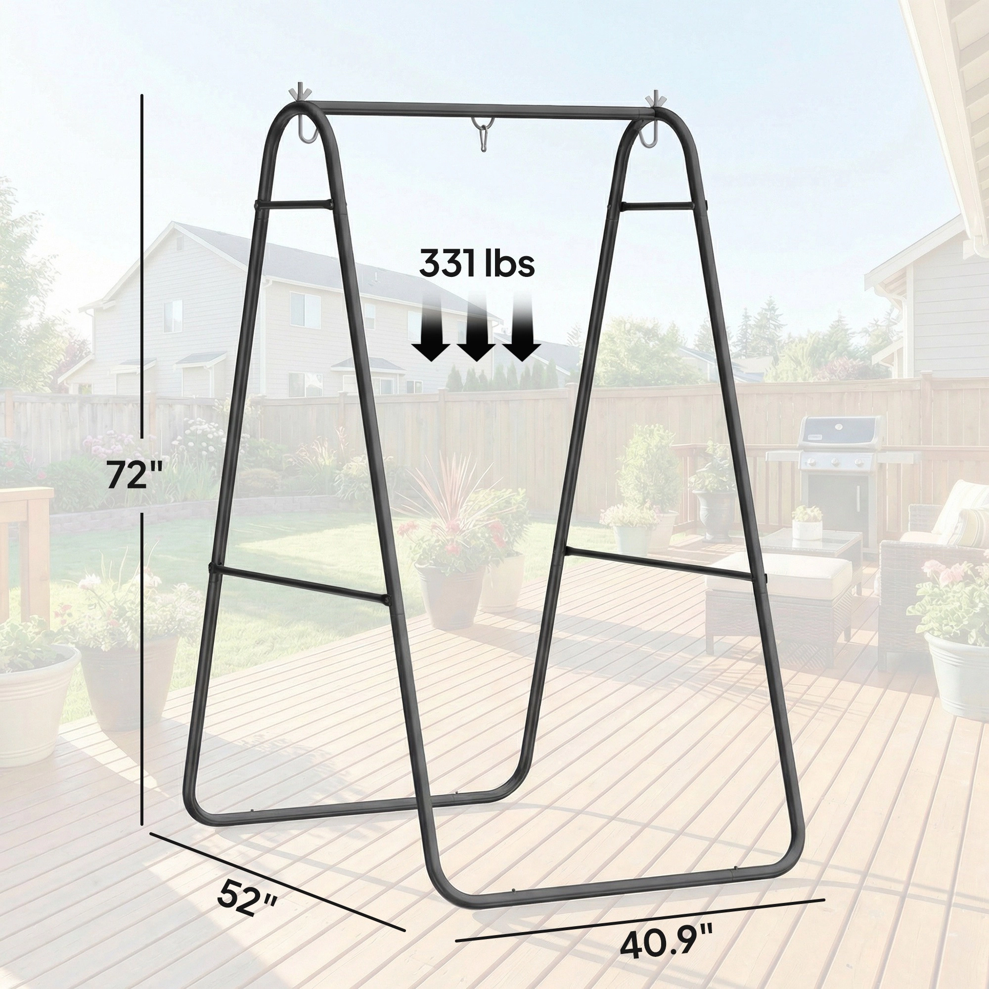 HONGGE Hammock Chair Stand Only Heavy Duty Solid Steel A-Frame for Hanging Hammock, Egg Chair, Max Load 330 LBS